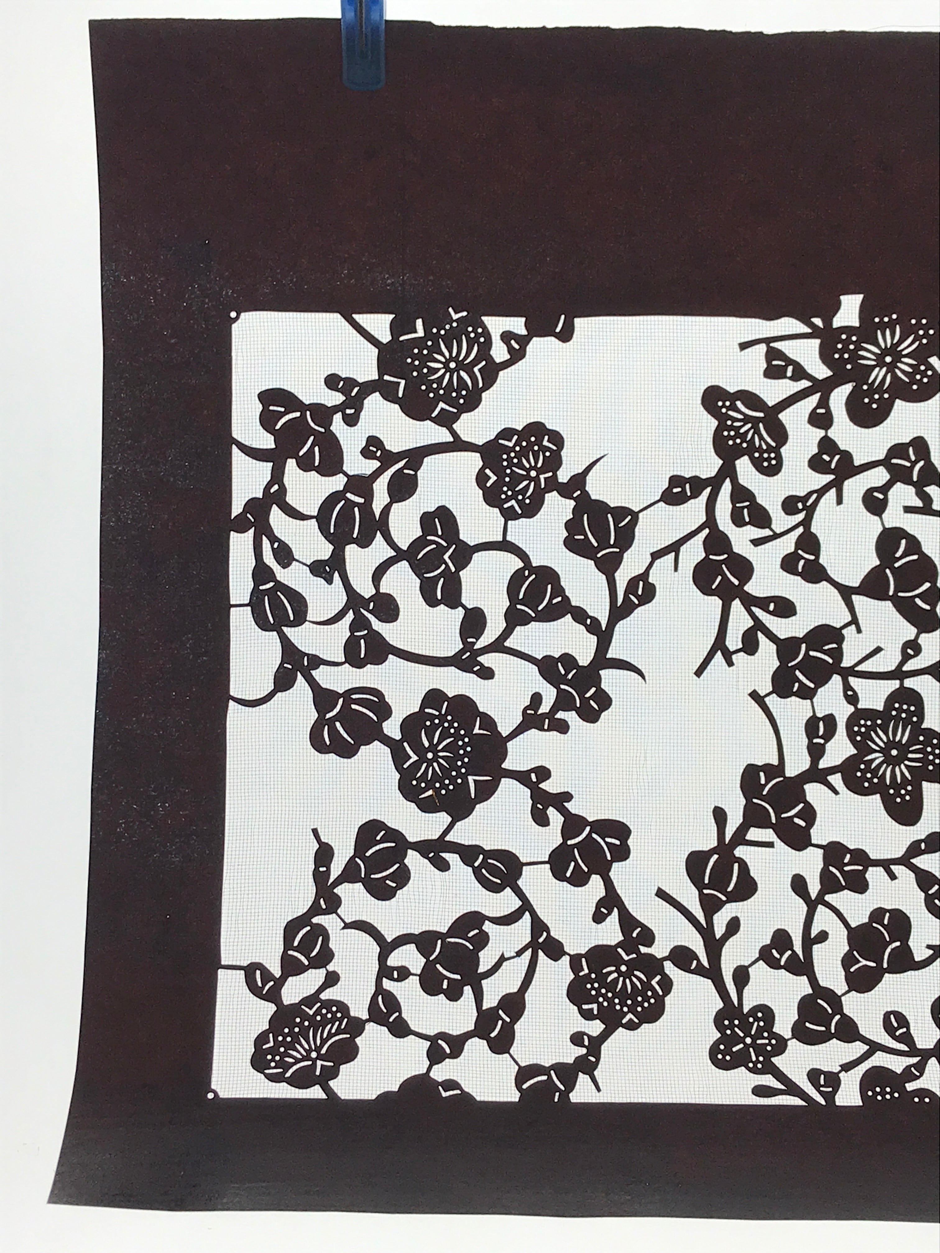 Antique Japanese Katagami Paper Kimono Stencil Katazome Ume Plum Blossom A619