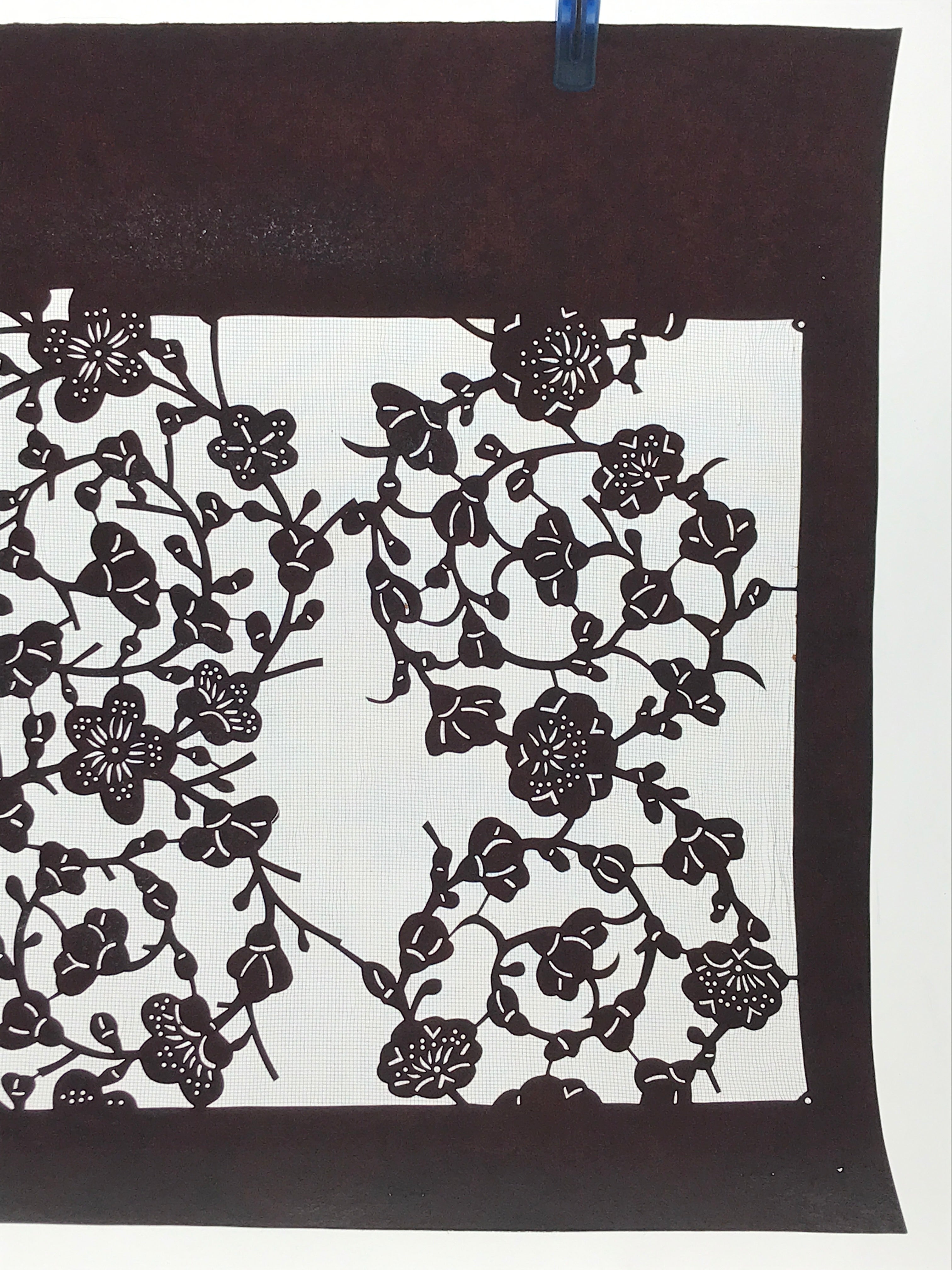 Antique Japanese Katagami Paper Kimono Stencil Katazome Ume Plum Blossom A619