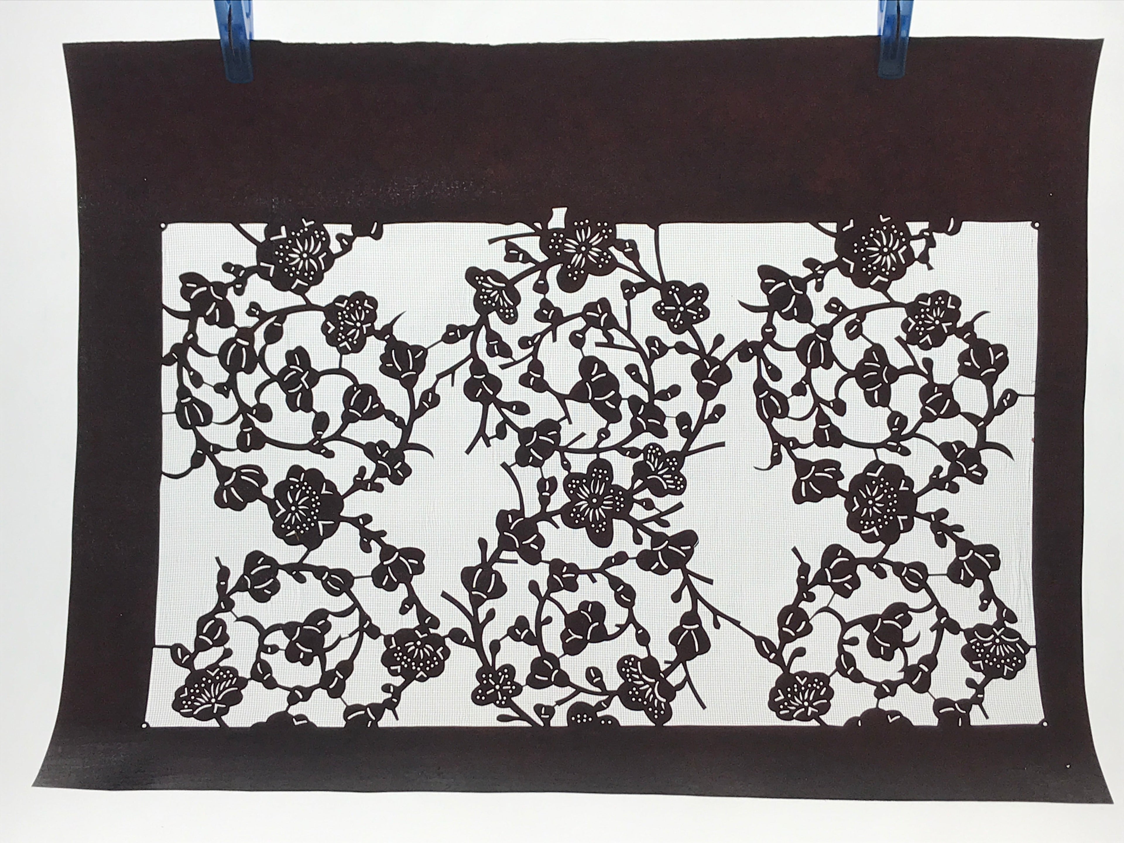 Antique Japanese Katagami Paper Kimono Stencil Katazome Ume Plum Blossom A619