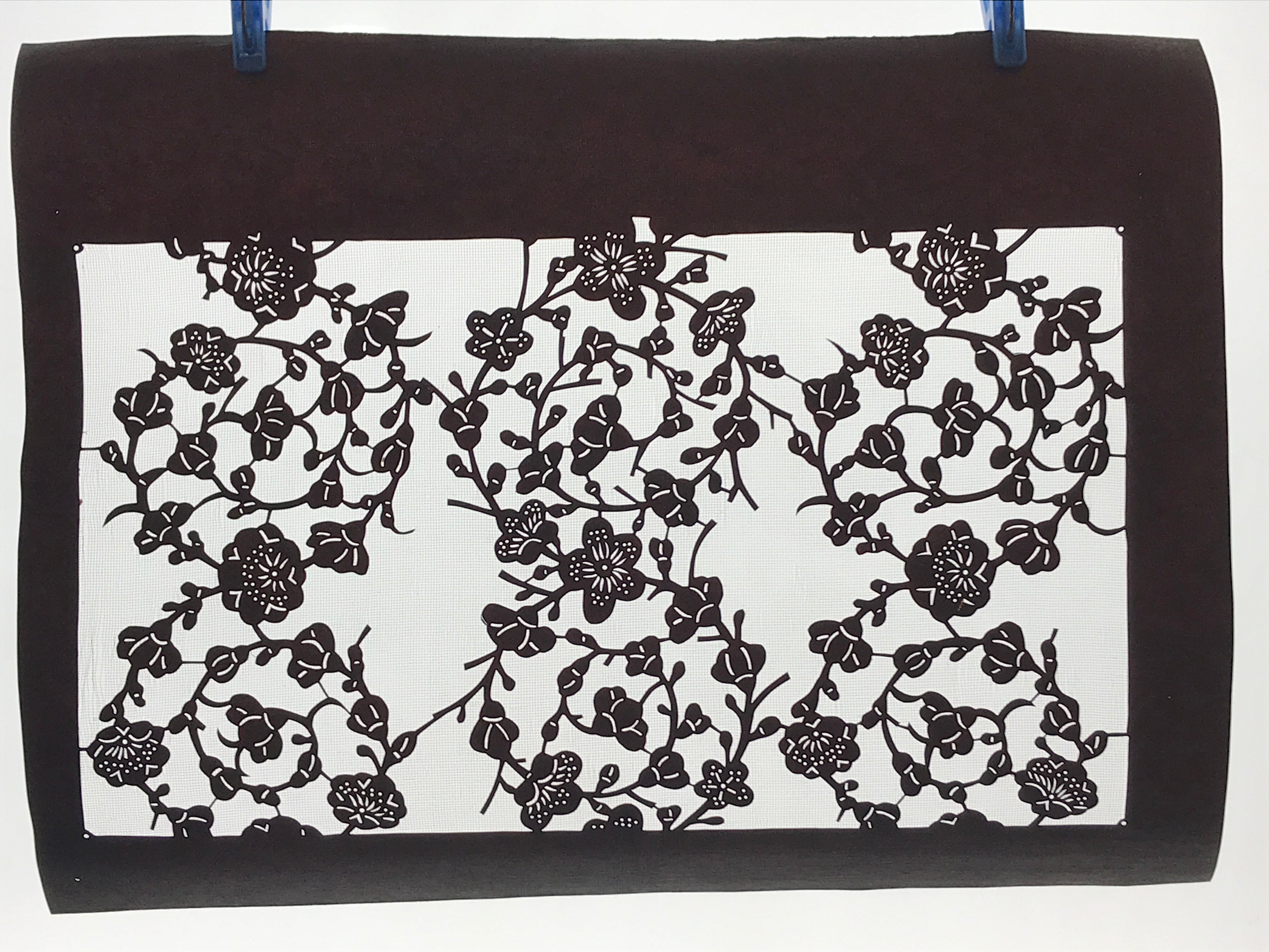 Antique Japanese Katagami Paper Kimono Stencil Katazome Ume Plum Blossom A619