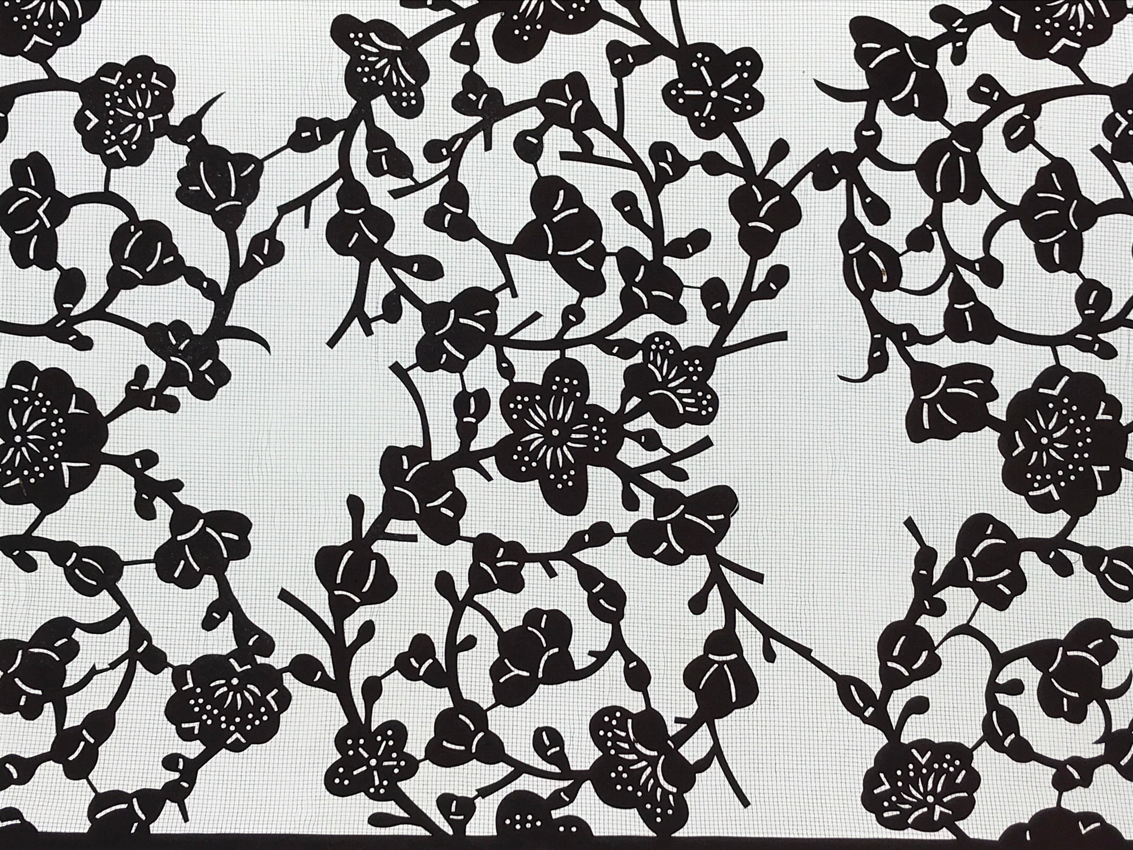 Antique Japanese Katagami Paper Kimono Stencil Katazome Ume Plum Blossom A619