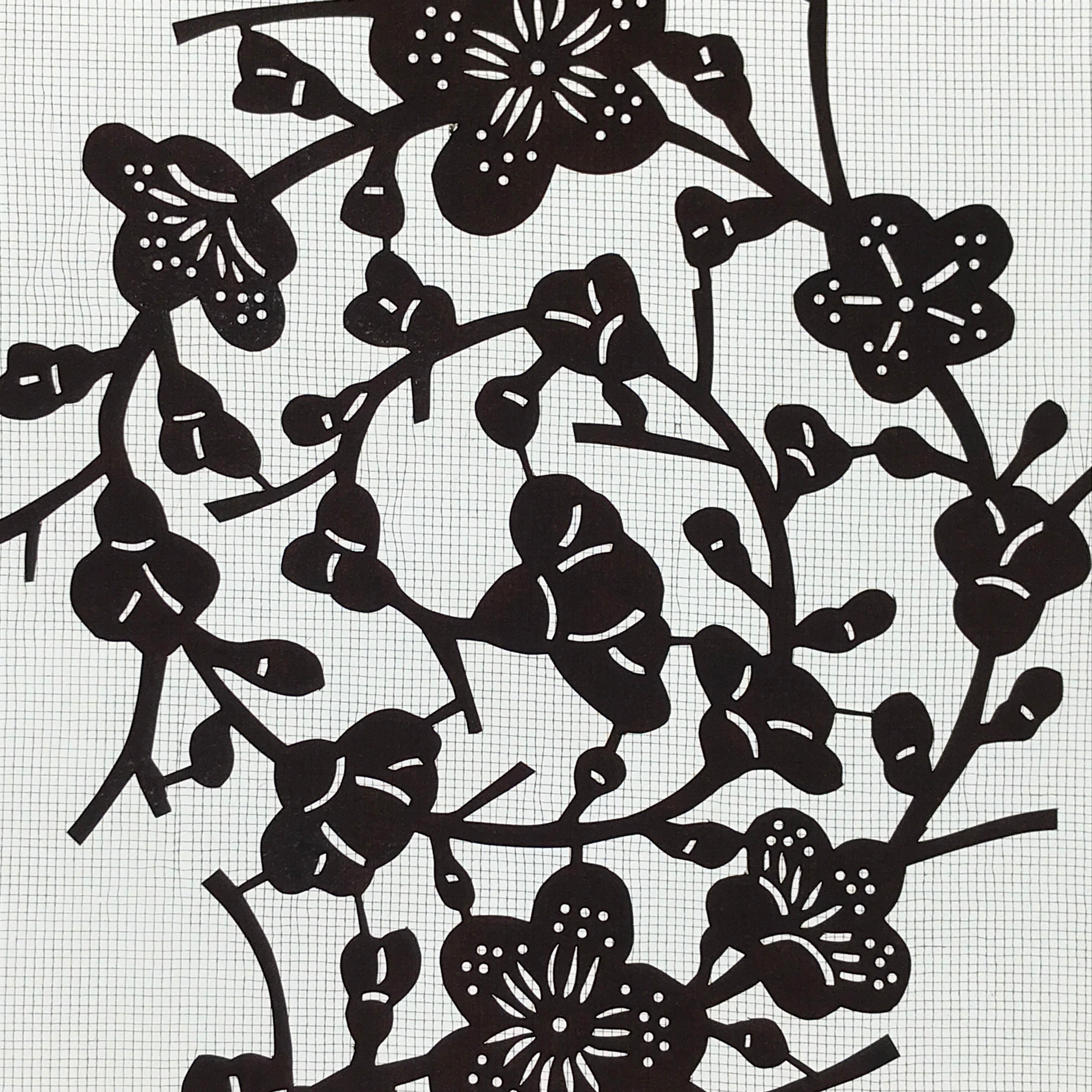 Antique Japanese Katagami Paper Kimono Stencil Katazome Ume Plum Blossom A619