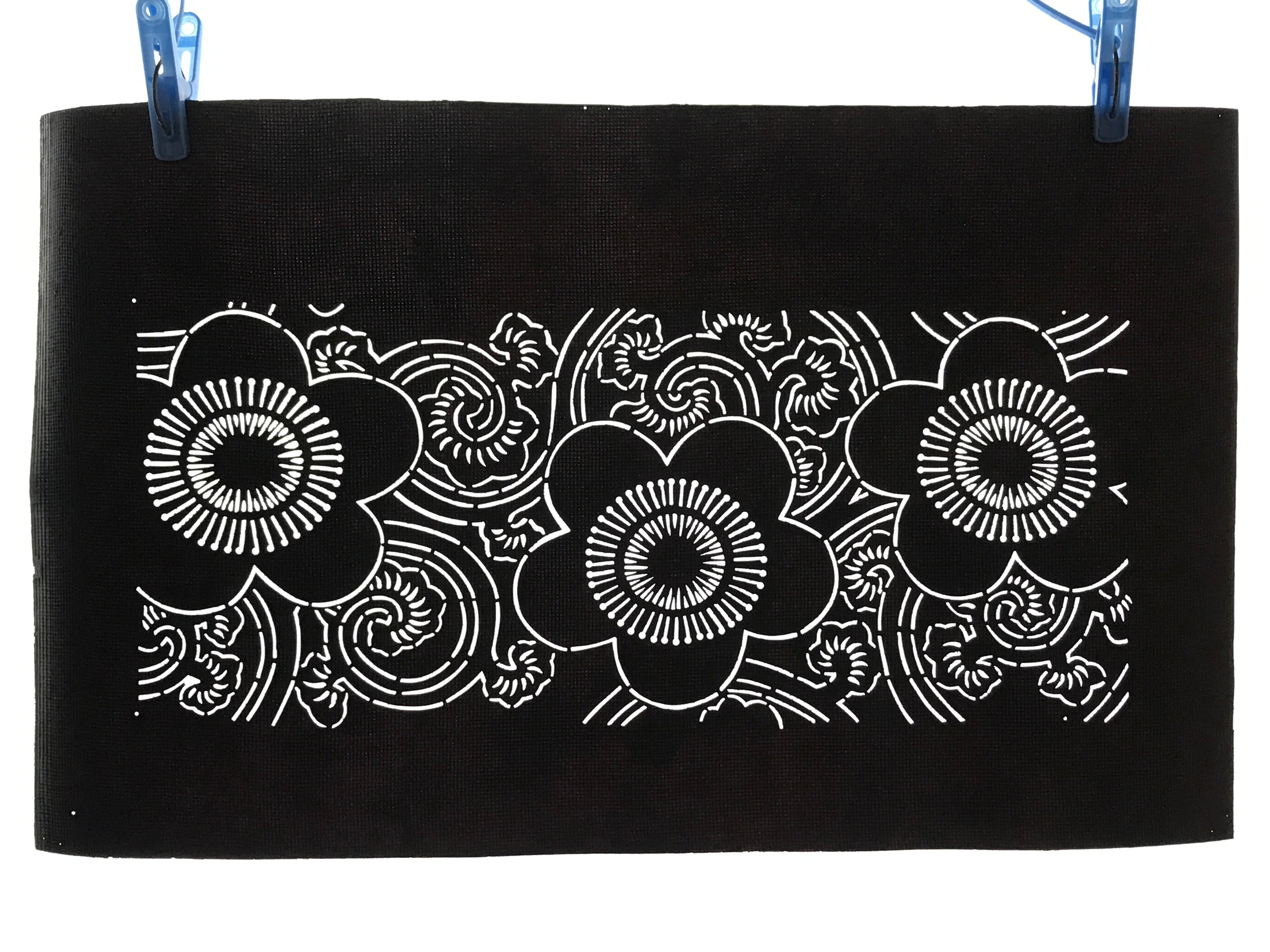 Antique Japanese Katagami Paper Kimono Stencil Katazome Ume Plum Blossom A620