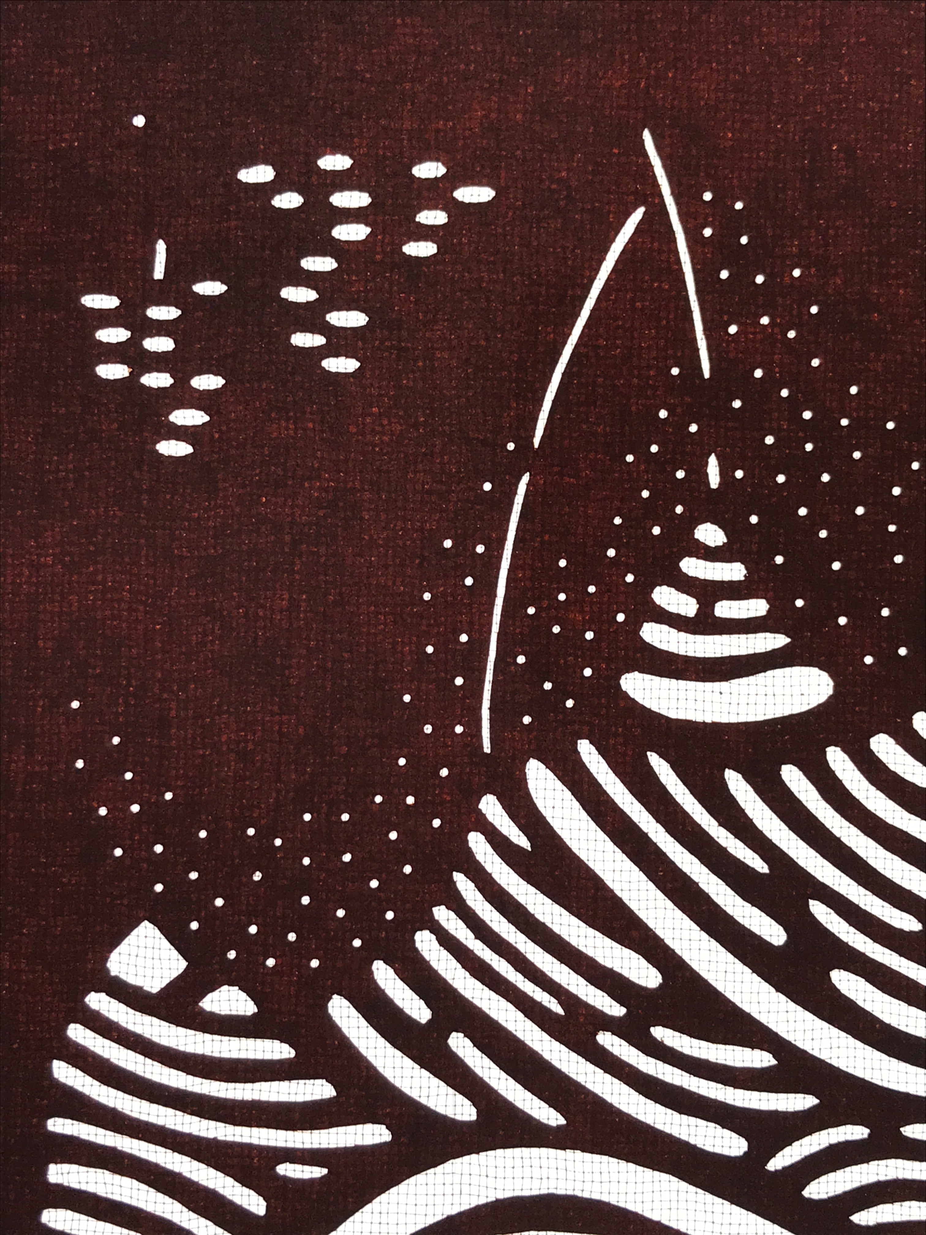 Antique Japanese Katagami Paper Kimono Stencil Mountain Forest Flowers A618