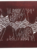 Antique Japanese Katagami Paper Kimono Stencil Mountain Forest Flowers A618