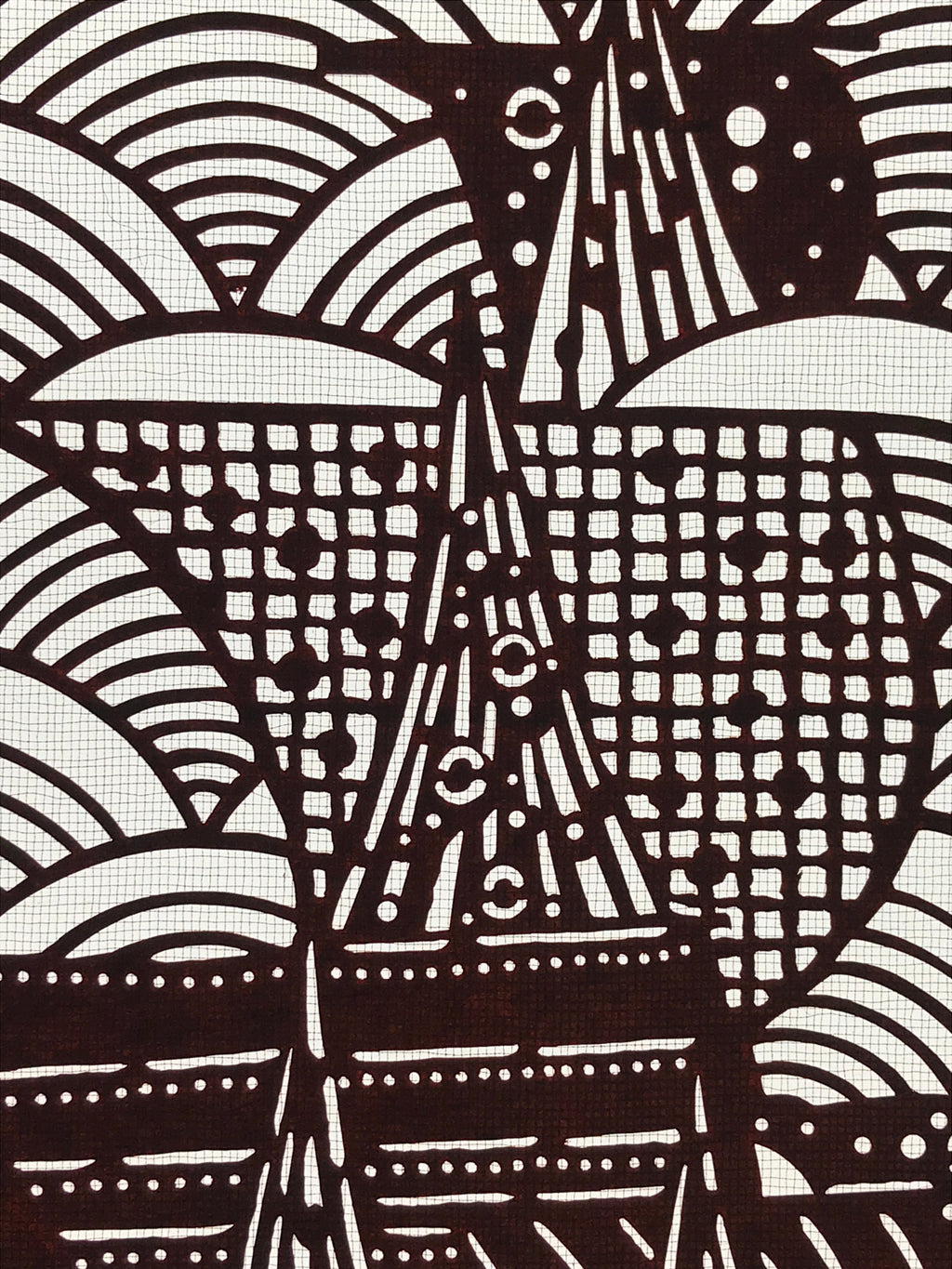 Antique Japanese Katagami Paper Kimono Stencil Ocean Sailing Boats Seigaiha A635