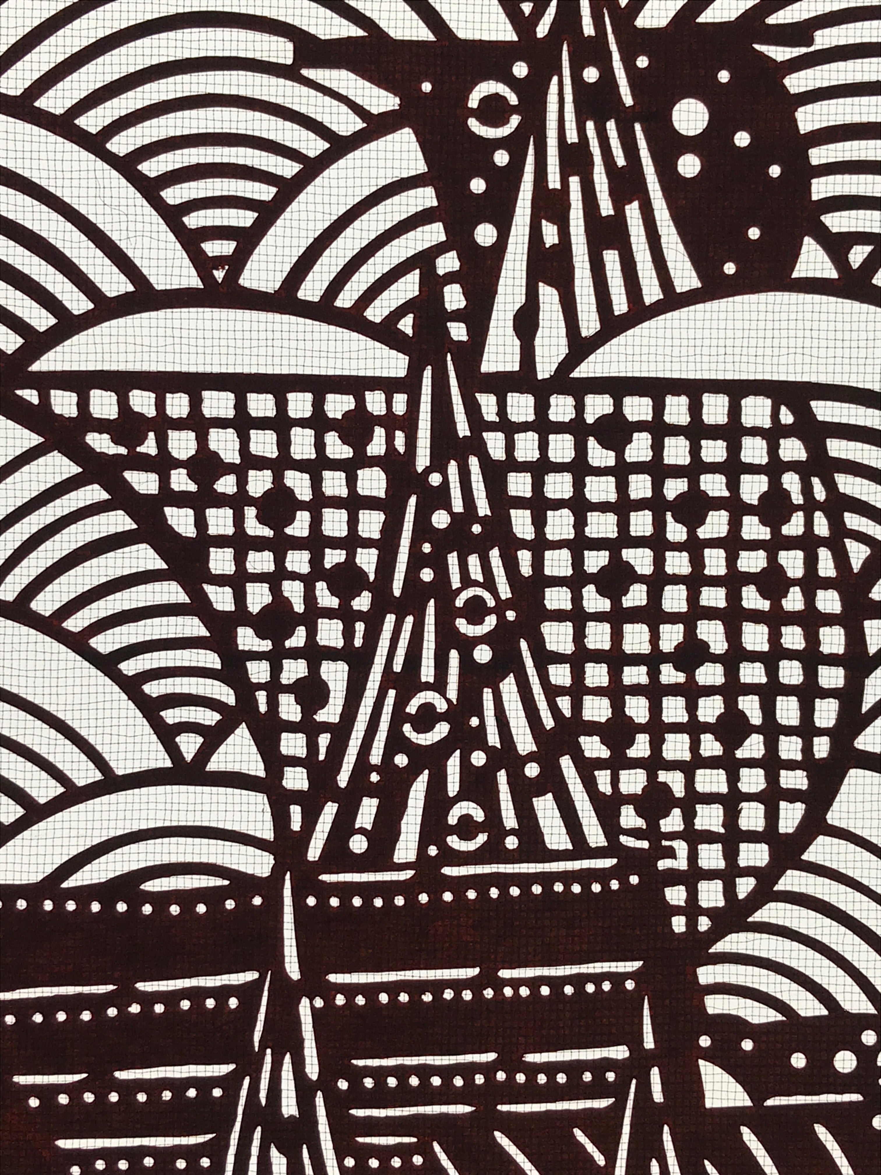 Antique Japanese Katagami Paper Kimono Stencil Ocean Sailing Boats Seigaiha A635