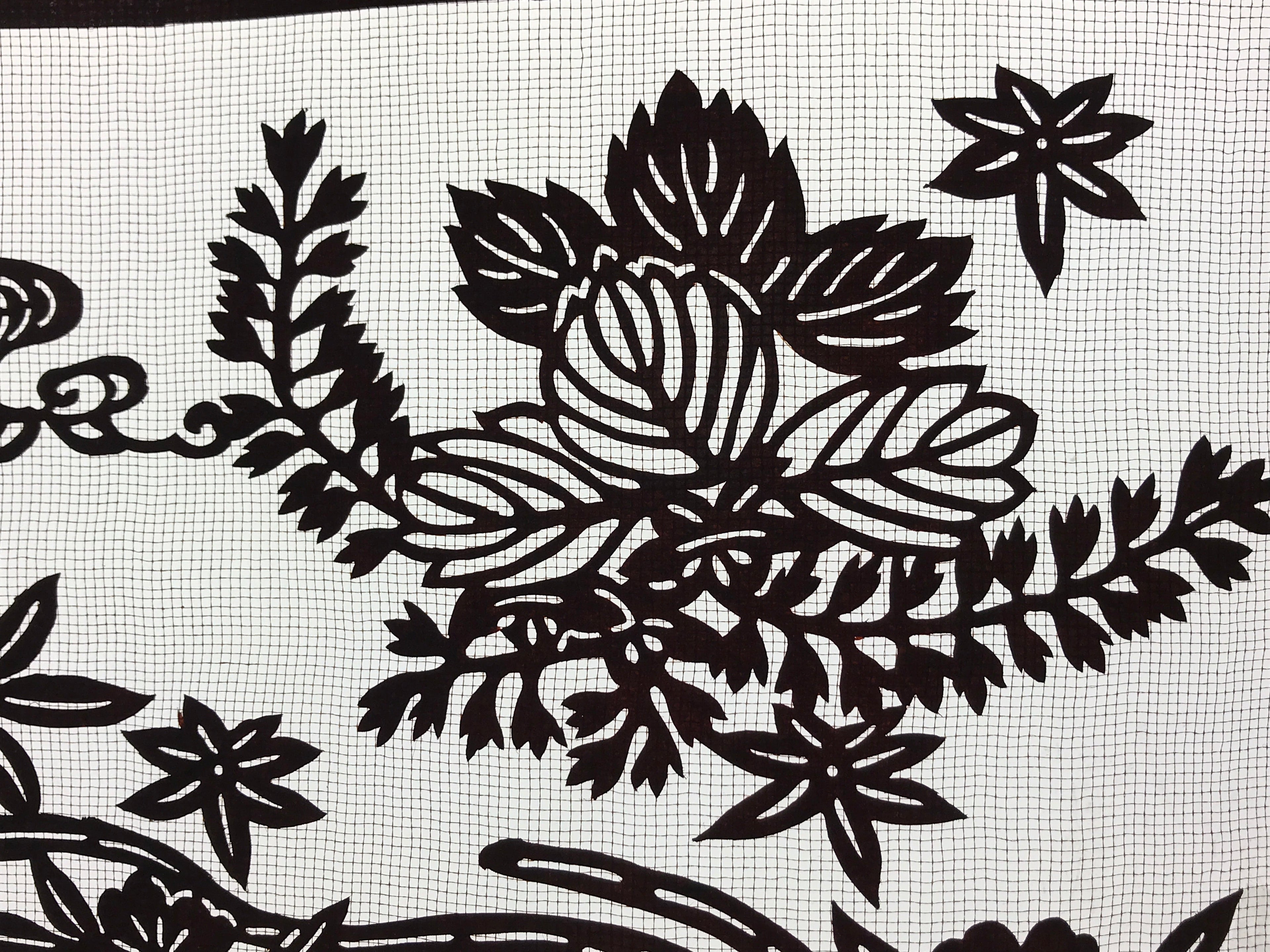 Antique Japanese Katagami Paper Kimono Stencil Paulownia Cherry Blossoms A628