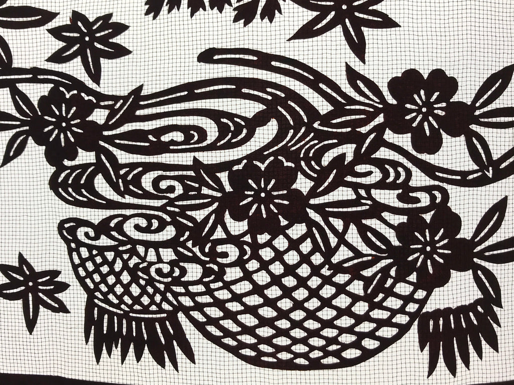Antique Japanese Katagami Paper Kimono Stencil Paulownia Cherry Blossoms A628