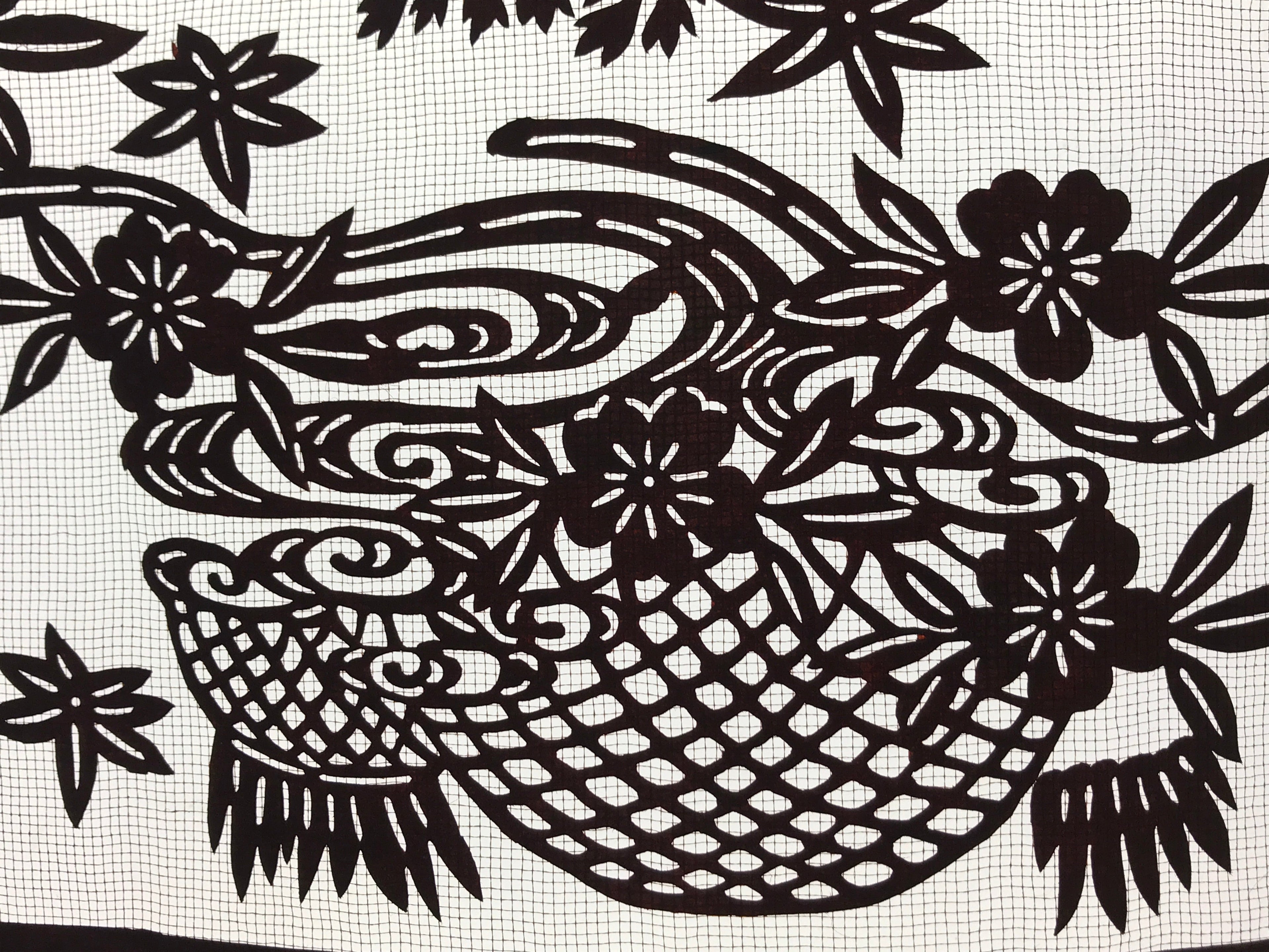 Antique Japanese Katagami Paper Kimono Stencil Paulownia Cherry Blossoms A628