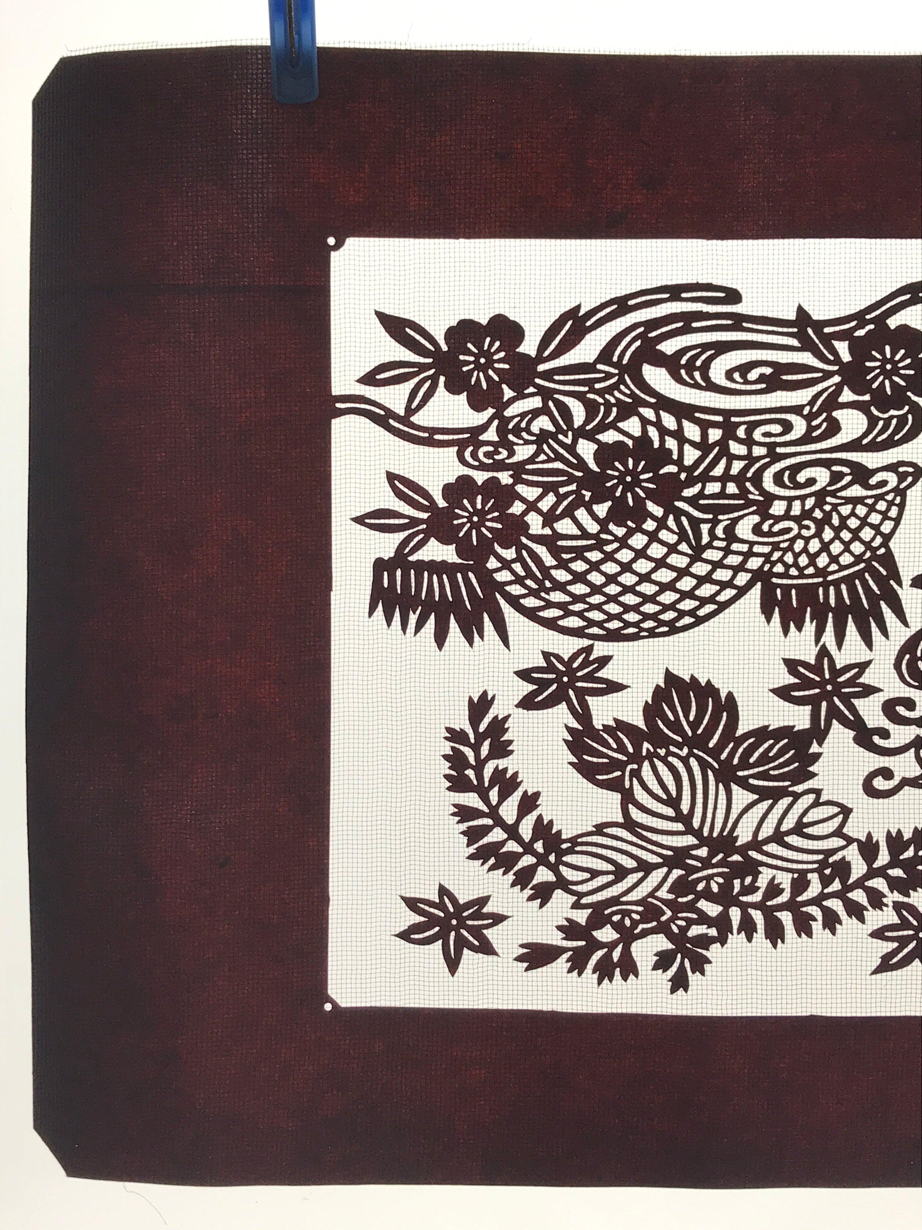 Antique Japanese Katagami Paper Kimono Stencil Paulownia Cherry Blossoms A628