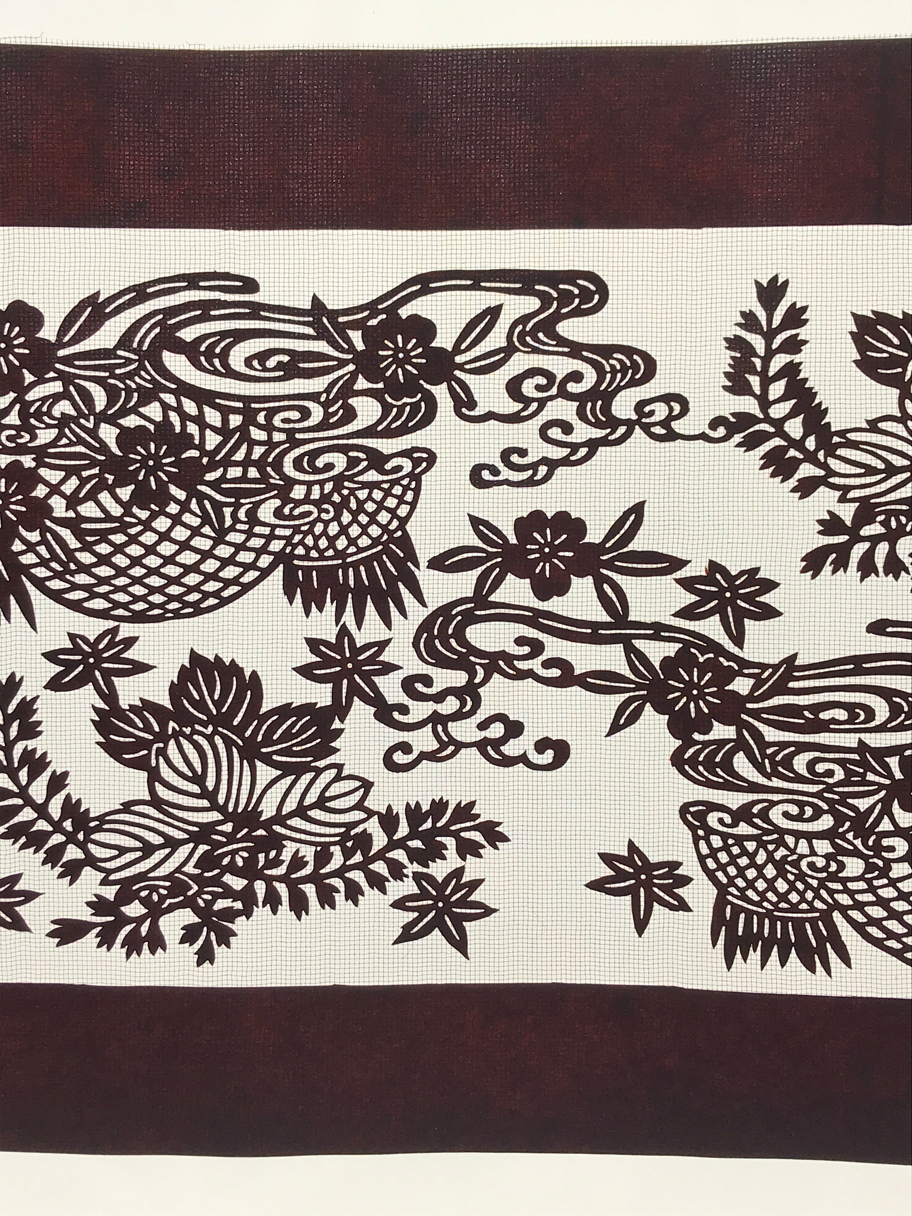 Antique Japanese Katagami Paper Kimono Stencil Paulownia Cherry Blossoms A628