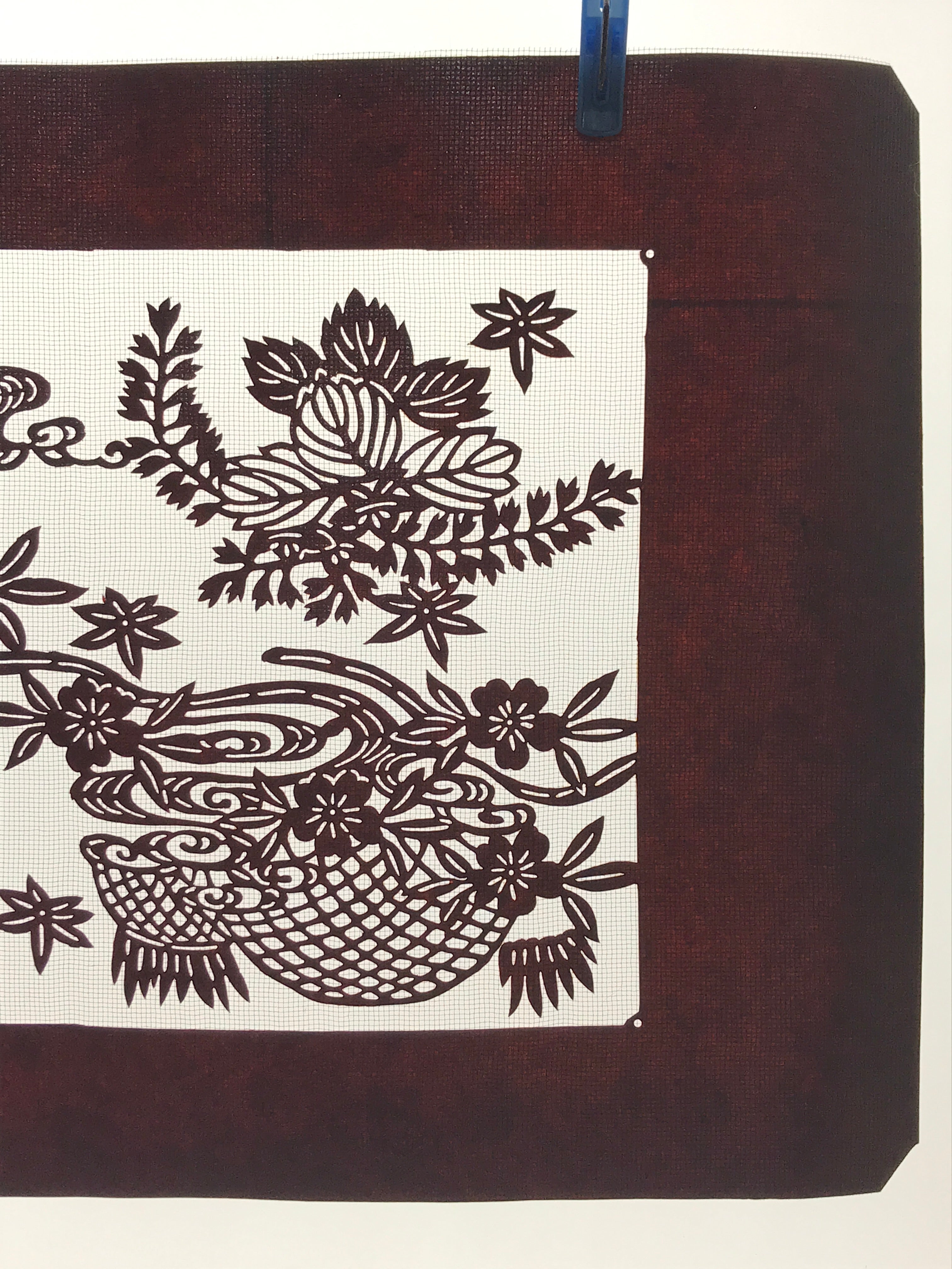 Antique Japanese Katagami Paper Kimono Stencil Paulownia Cherry Blossoms A628