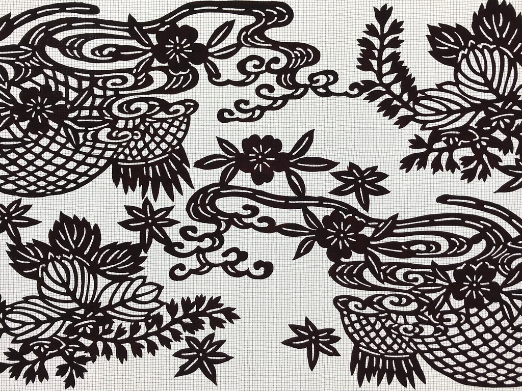 Antique Japanese Katagami Paper Kimono Stencil Paulownia Cherry Blossoms A628