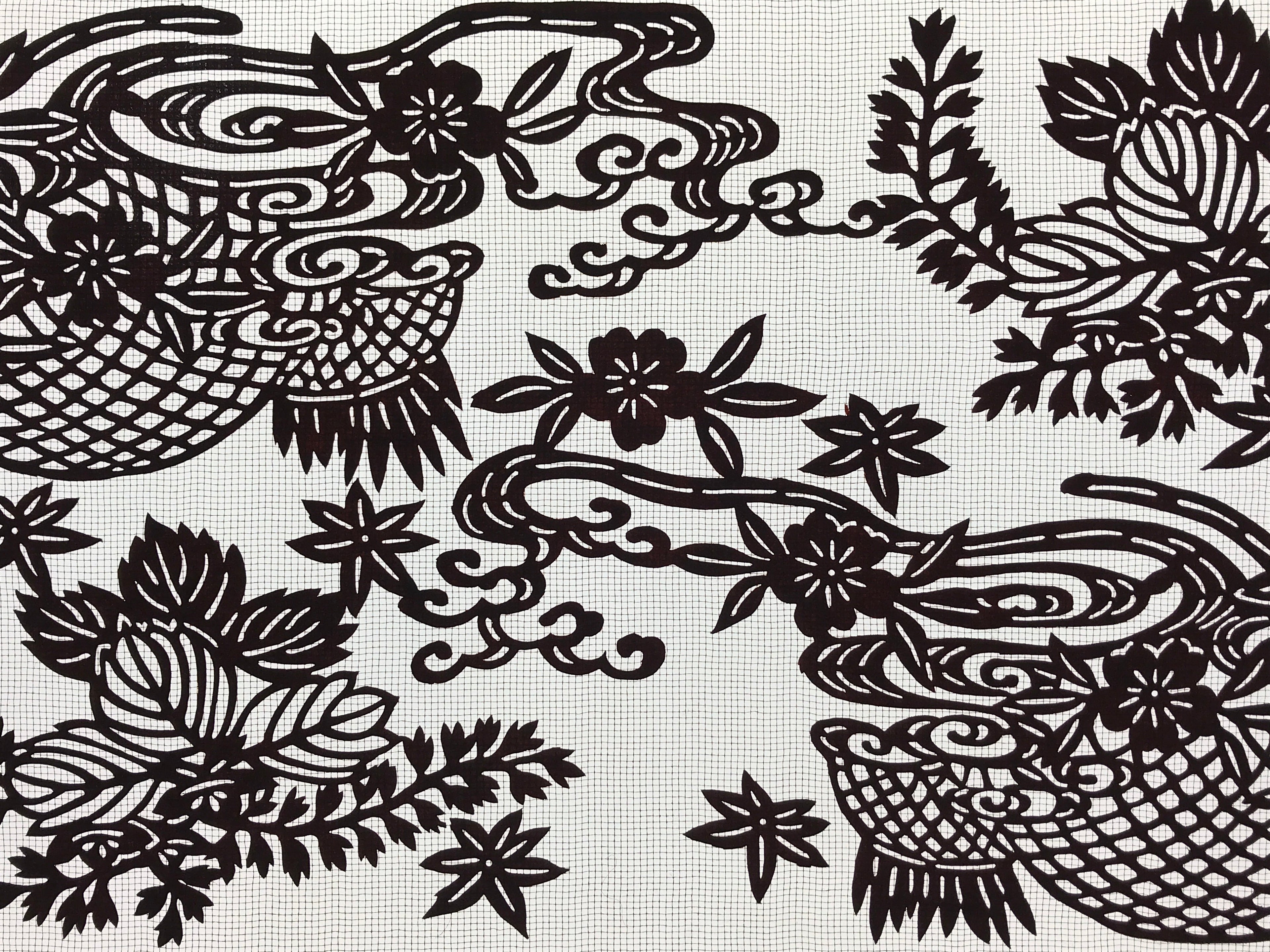 Antique Japanese Katagami Paper Kimono Stencil Paulownia Cherry Blossoms A628