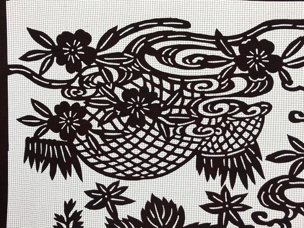 Antique Japanese Katagami Paper Kimono Stencil Paulownia Cherry Blossoms A628