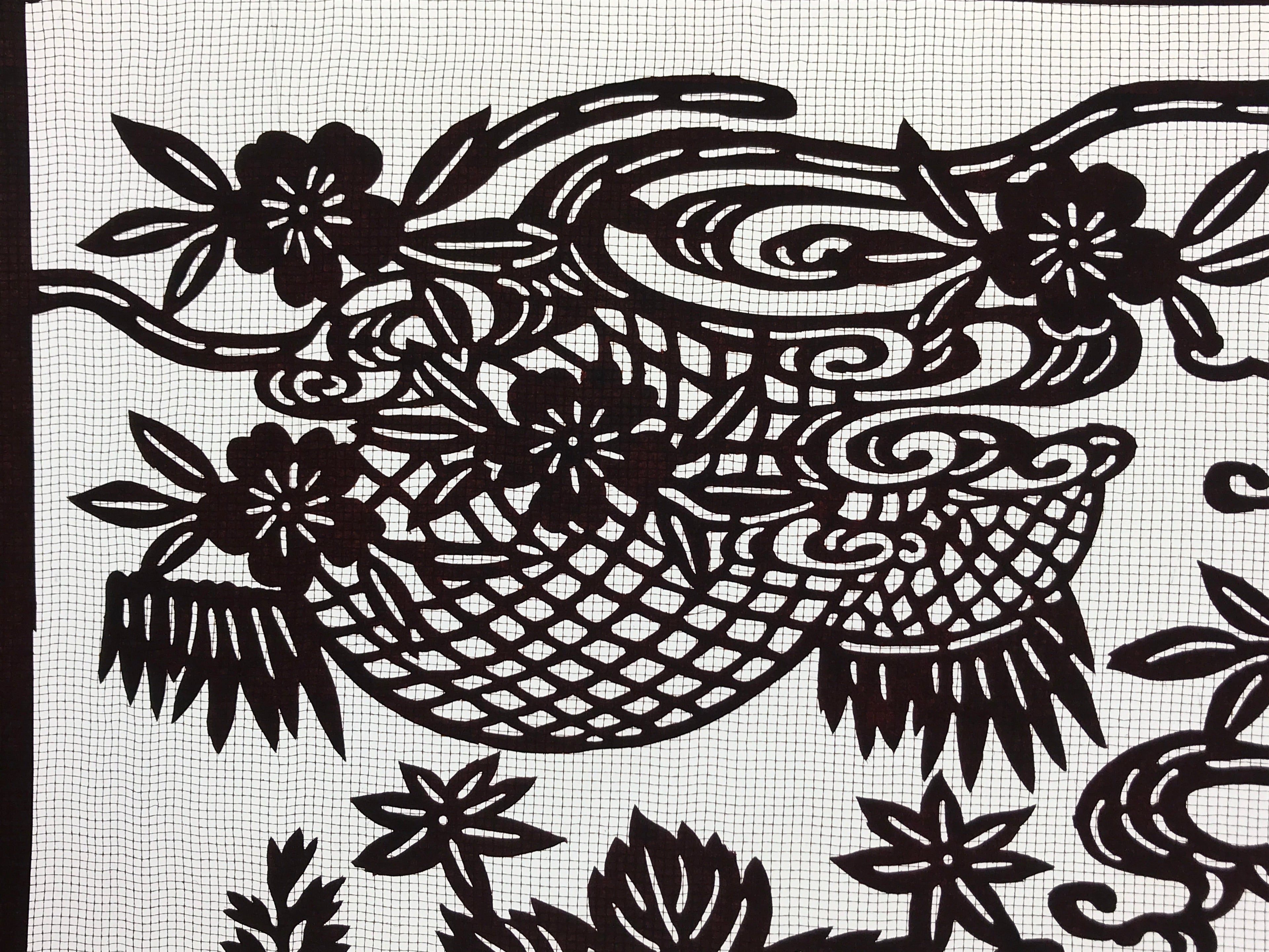 Antique Japanese Katagami Paper Kimono Stencil Paulownia Cherry Blossoms A628