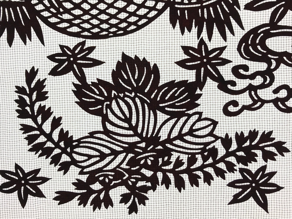Antique Japanese Katagami Paper Kimono Stencil Paulownia Cherry Blossoms A628