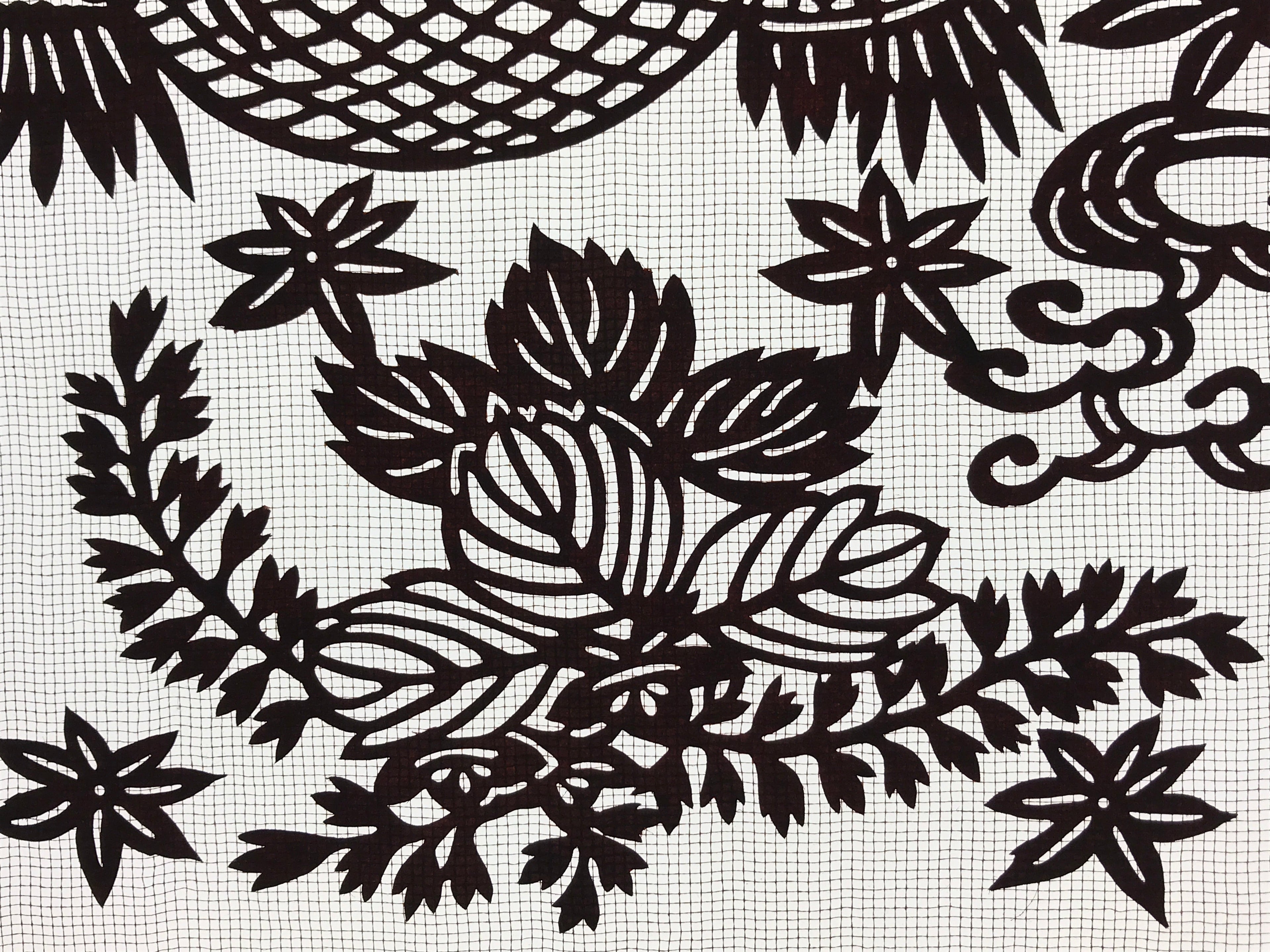 Antique Japanese Katagami Paper Kimono Stencil Paulownia Cherry Blossoms A628