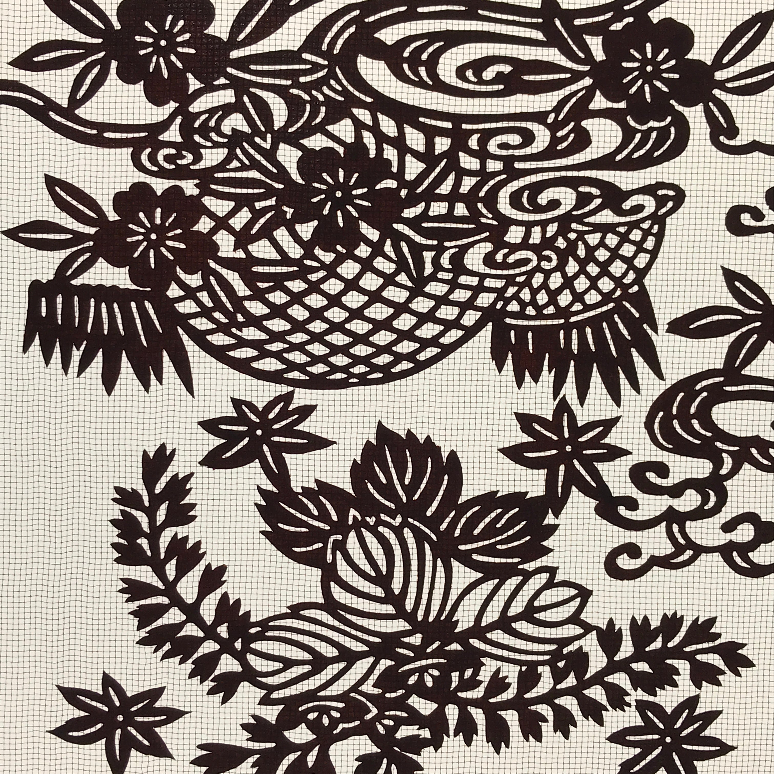 Antique Japanese Katagami Paper Kimono Stencil Paulownia Cherry Blossoms A628