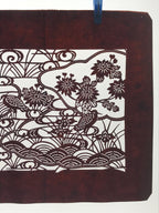 Antique Japanese Katagami Paper Kimono Stencil Pond Birds Iris Plum Blossom A622