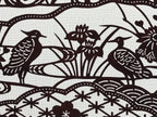 Antique Japanese Katagami Paper Kimono Stencil Pond Birds Iris Plum Blossom A622