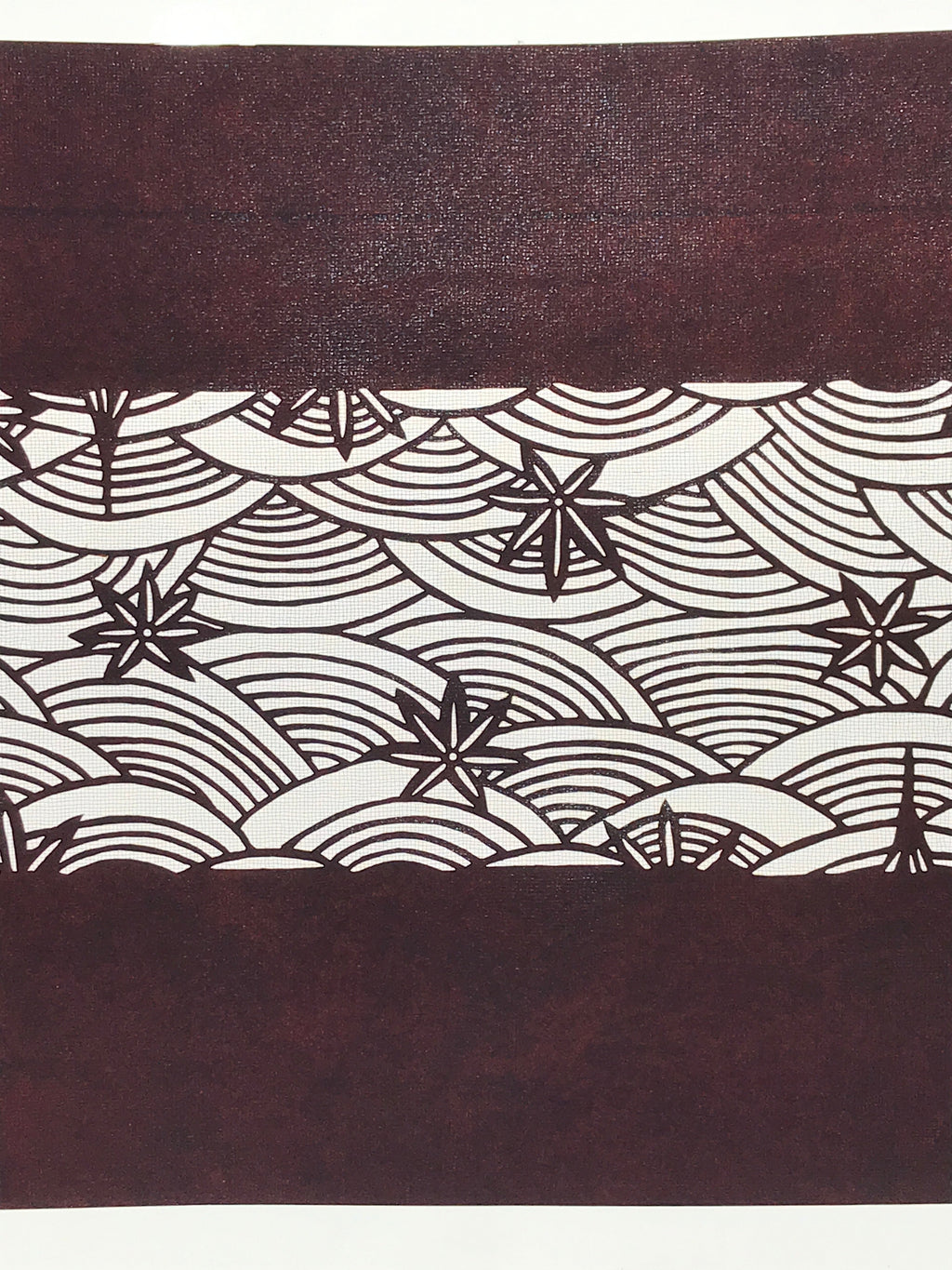 Antique Japanese Katagami Paper Kimono Stencil Seigaiha Maple Leaf A632
