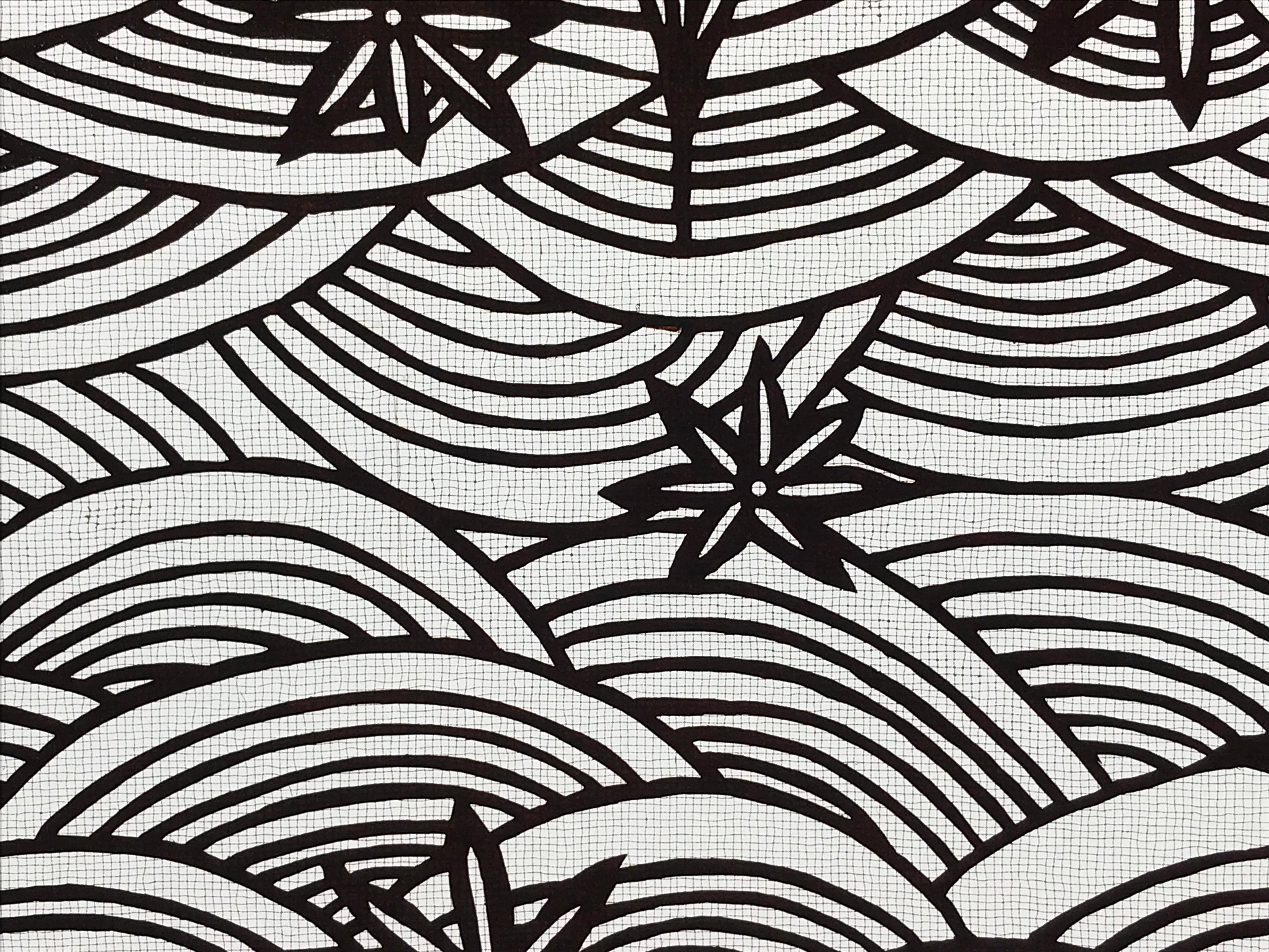Antique Japanese Katagami Paper Kimono Stencil Seigaiha Maple Leaf A632