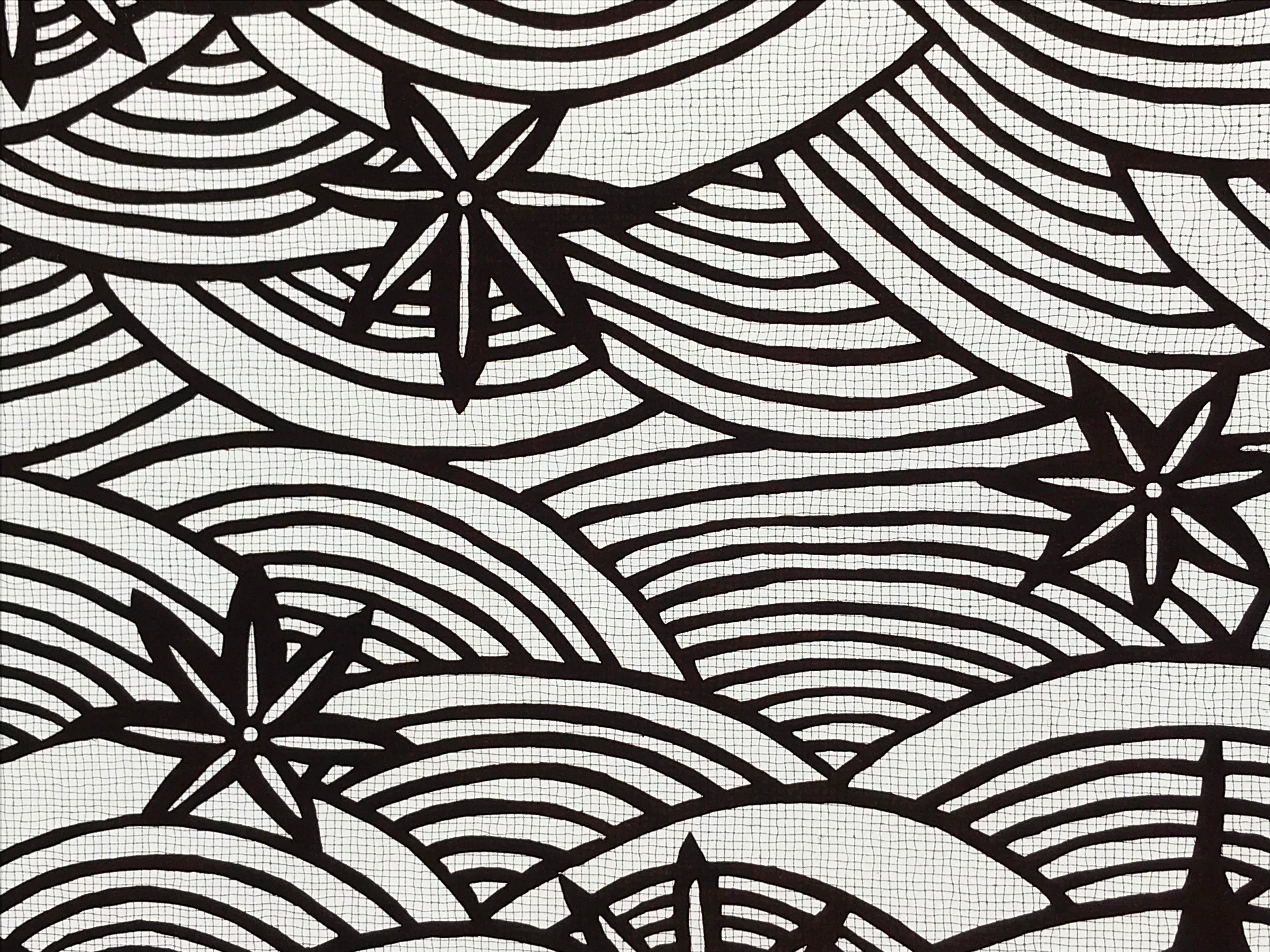 Antique Japanese Katagami Paper Kimono Stencil Seigaiha Maple Leaf A632