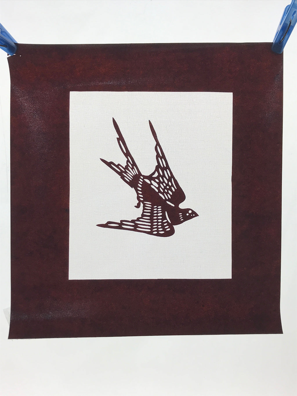 Antique Japanese Katagami Paper Kimono Stencil Swallow Bird Tsubame A643