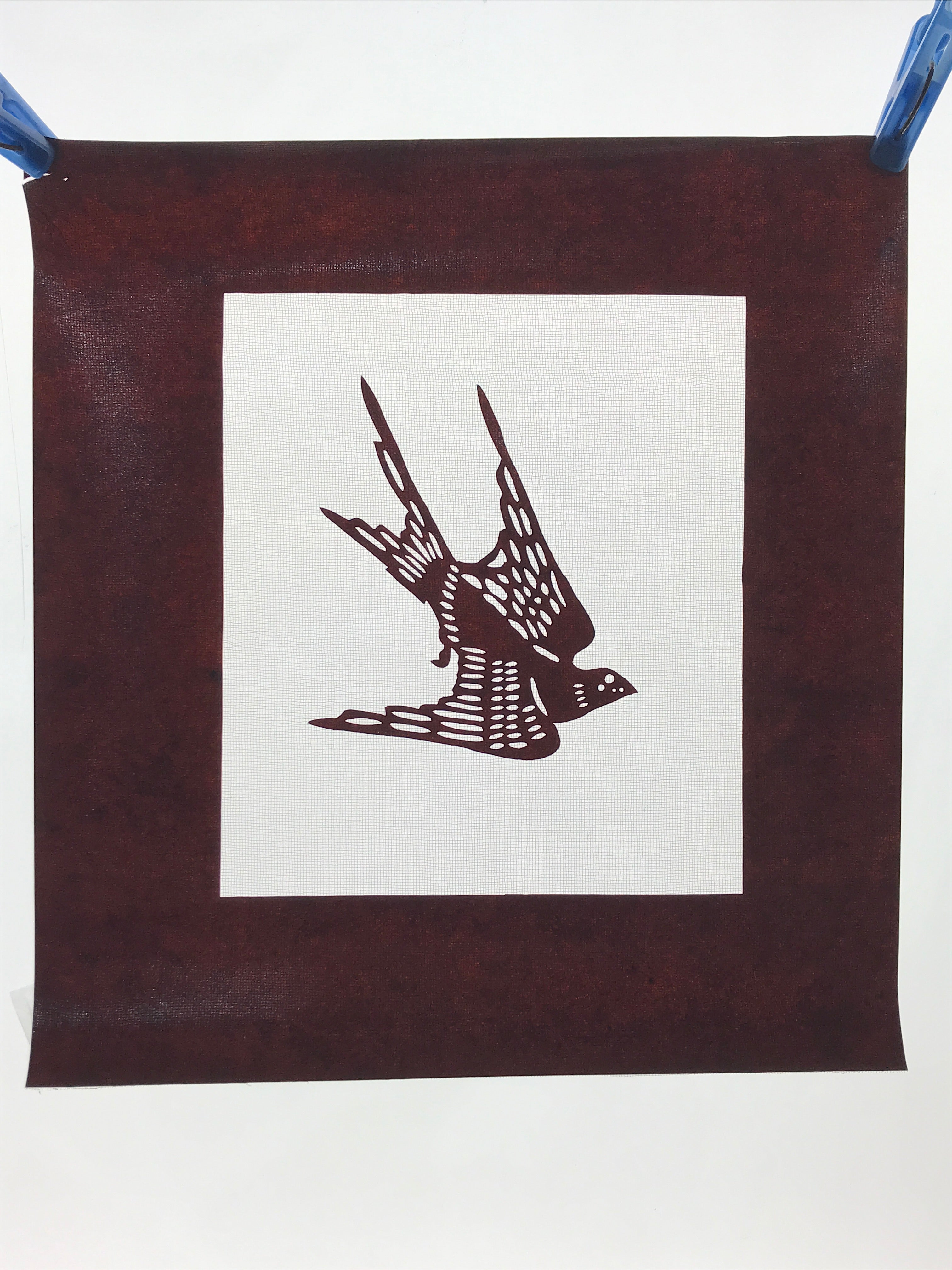 Antique Japanese Katagami Paper Kimono Stencil Swallow Bird Tsubame A643