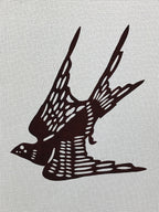 Antique Japanese Katagami Paper Kimono Stencil Swallow Bird Tsubame A643