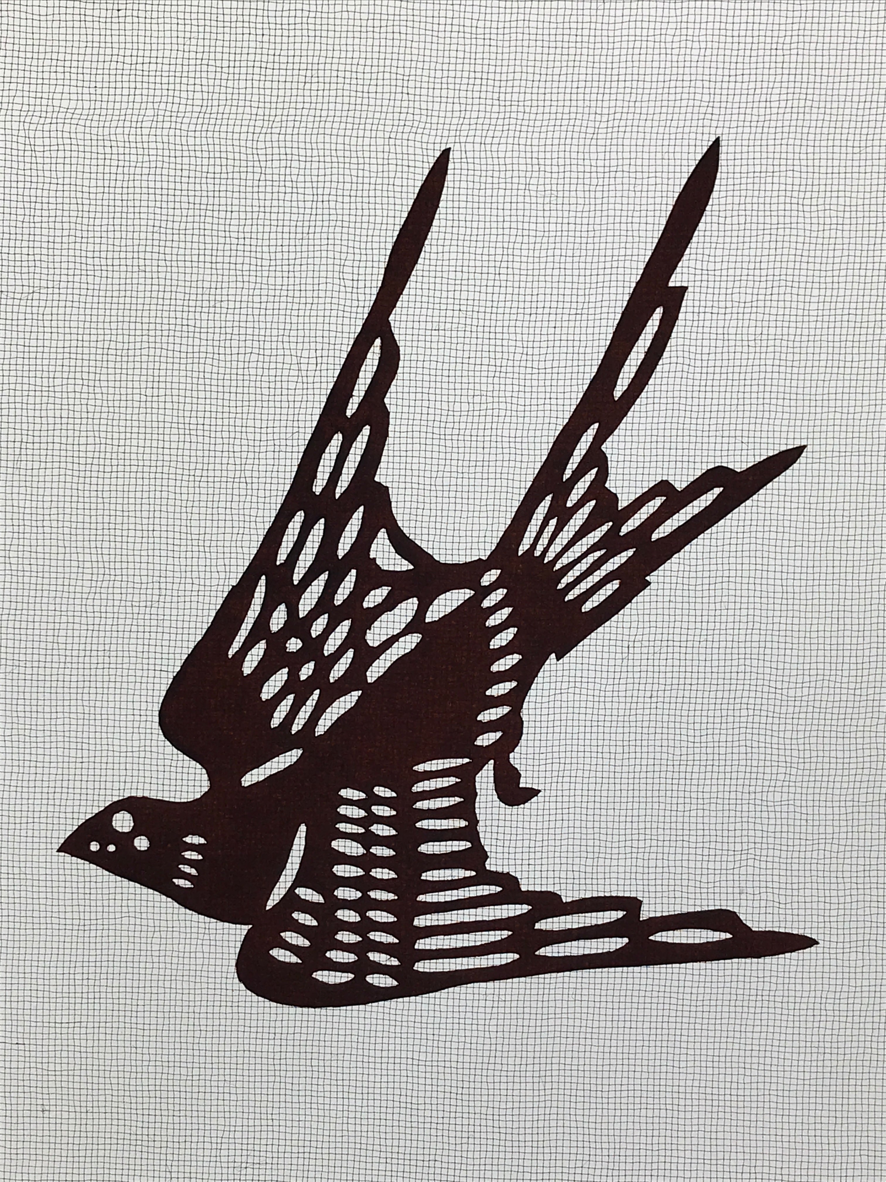 Antique Japanese Katagami Paper Kimono Stencil Swallow Bird Tsubame A643