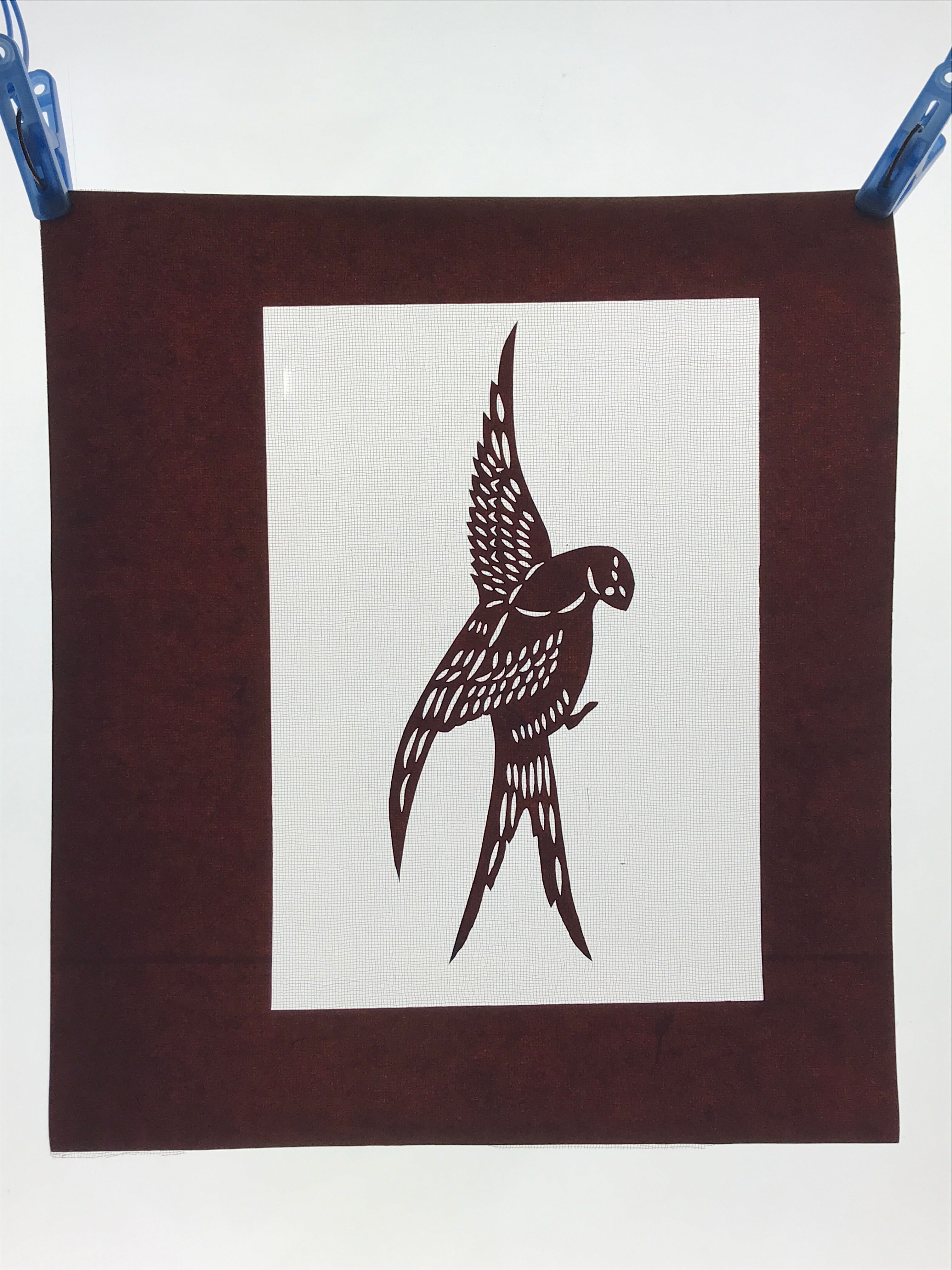 Antique Japanese Katagami Paper Kimono Stencil Swallow Bird Tsubame A644