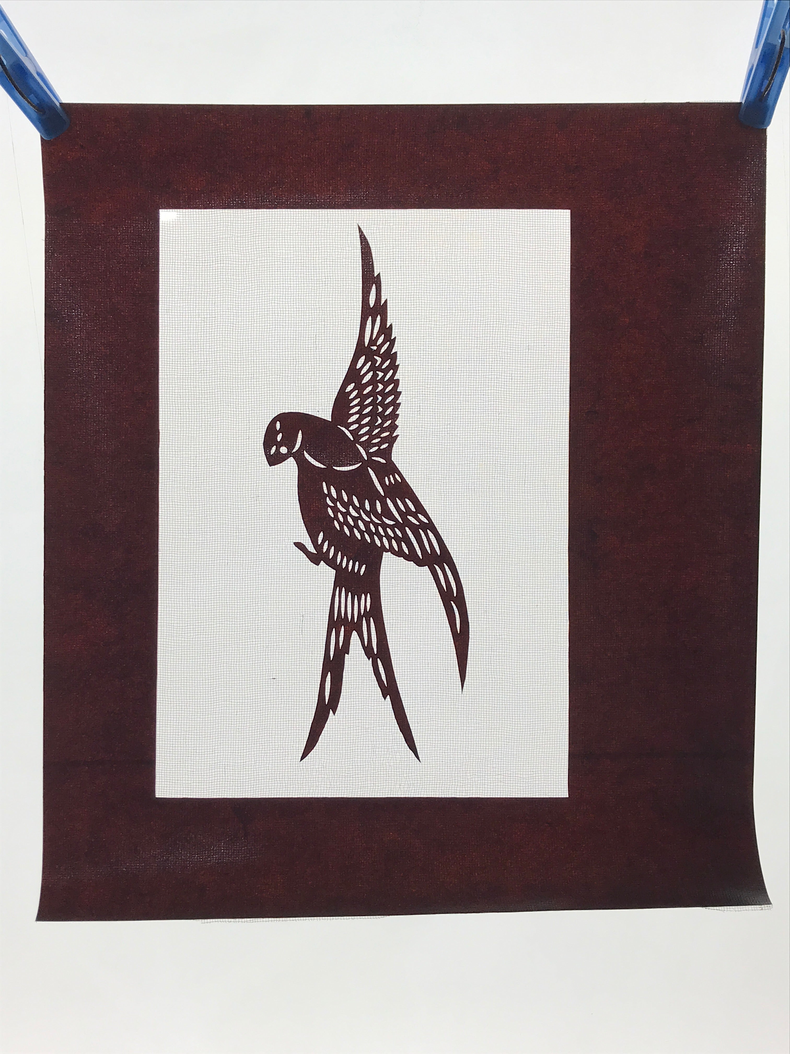 Antique Japanese Katagami Paper Kimono Stencil Swallow Bird Tsubame A644