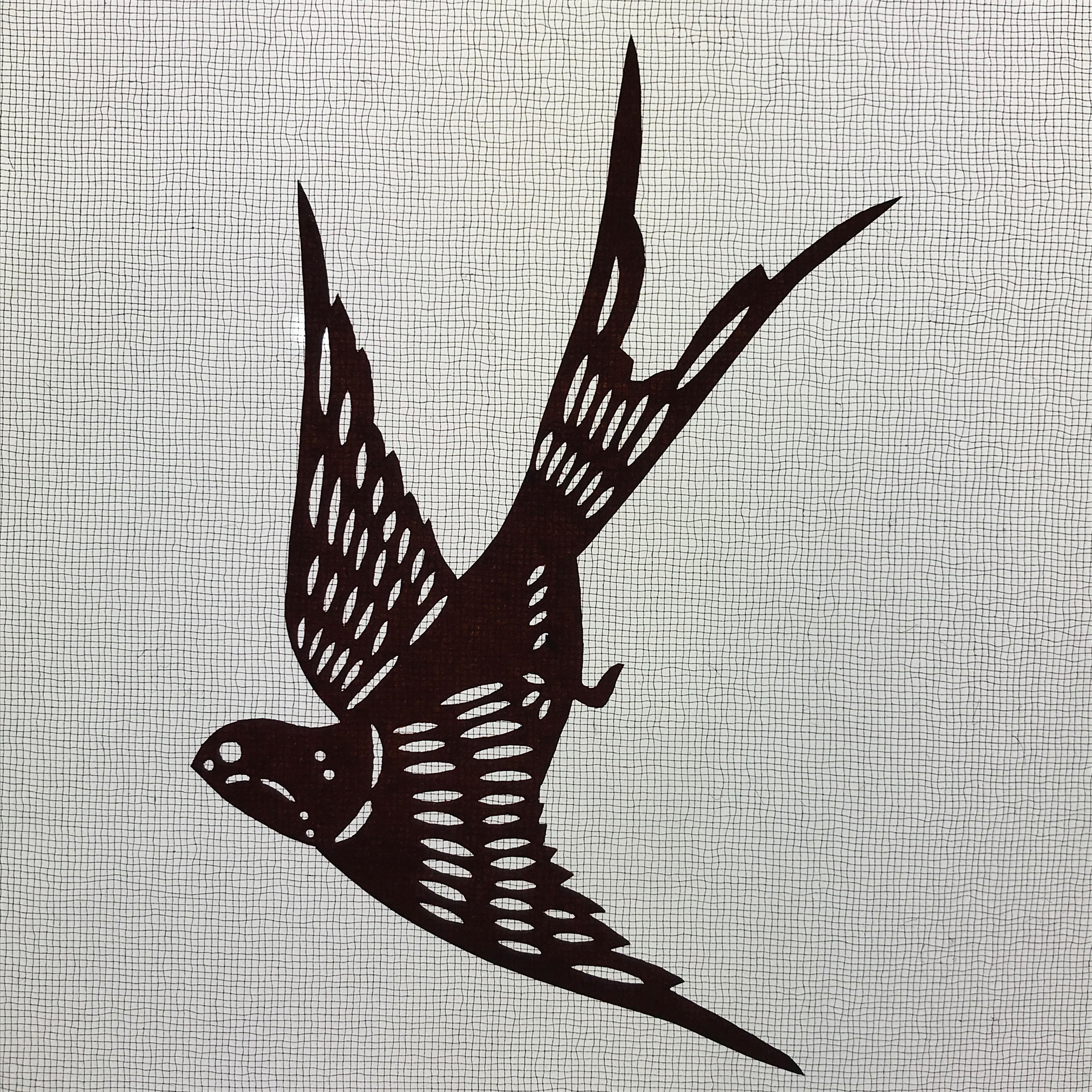 Antique Japanese Katagami Paper Kimono Stencil Swallow Bird Tsubame A645