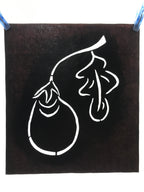 Antique Japanese Katagami Paper Kimono Stencil Vegetable Eggplant A639