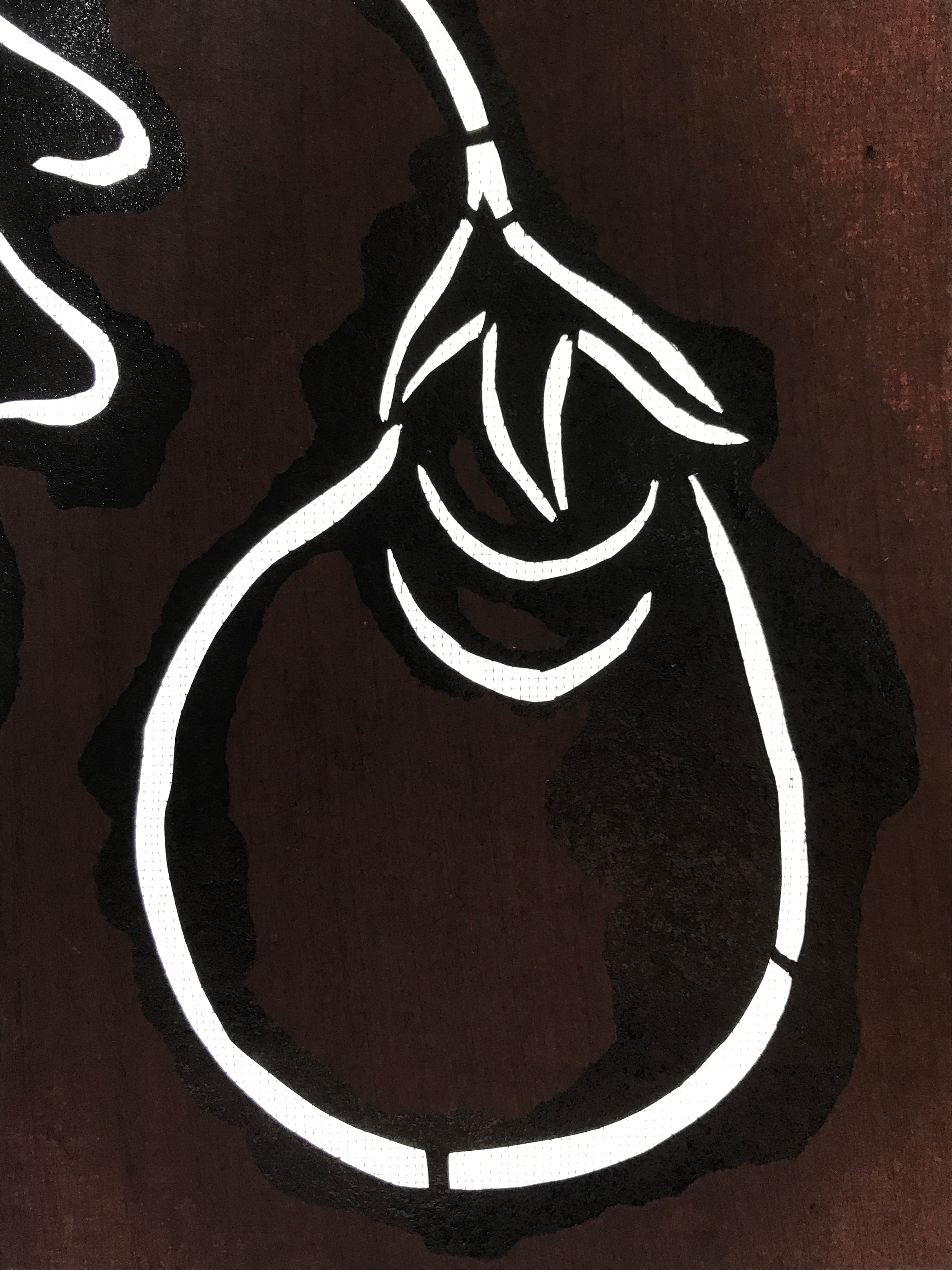 Antique Japanese Katagami Paper Kimono Stencil Vegetable Eggplant A639