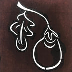 Antique Japanese Katagami Paper Kimono Stencil Vegetable Eggplant A639