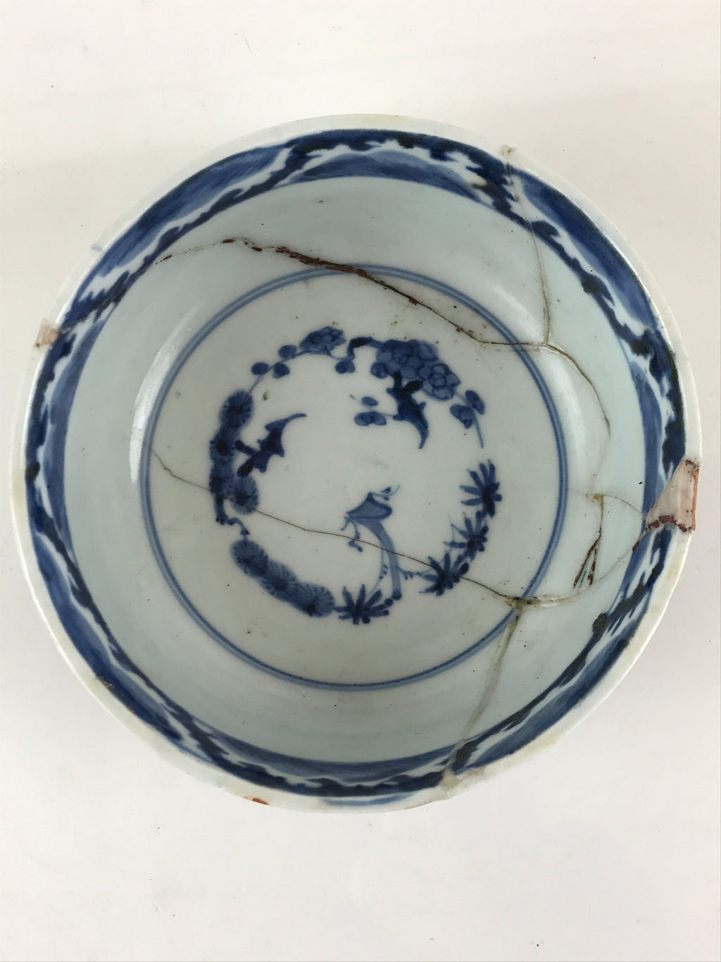 Antique Japanese Koimari Ware Porcelain Bowl Fuki Choshun Vessel Sometsuke PY197