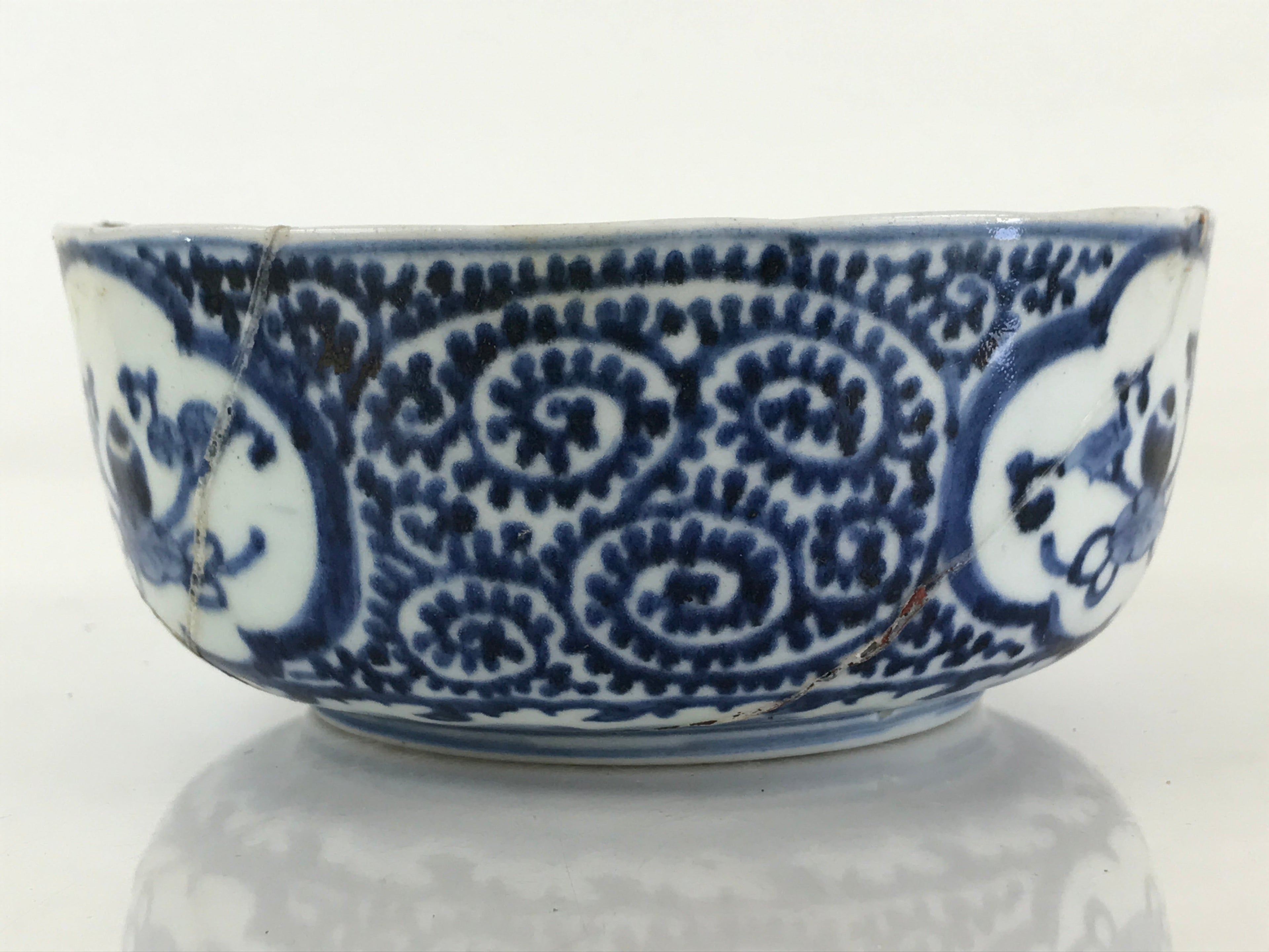 Antique Japanese Koimari Ware Porcelain Bowl Fuki Choshun Vessel Sometsuke PY197