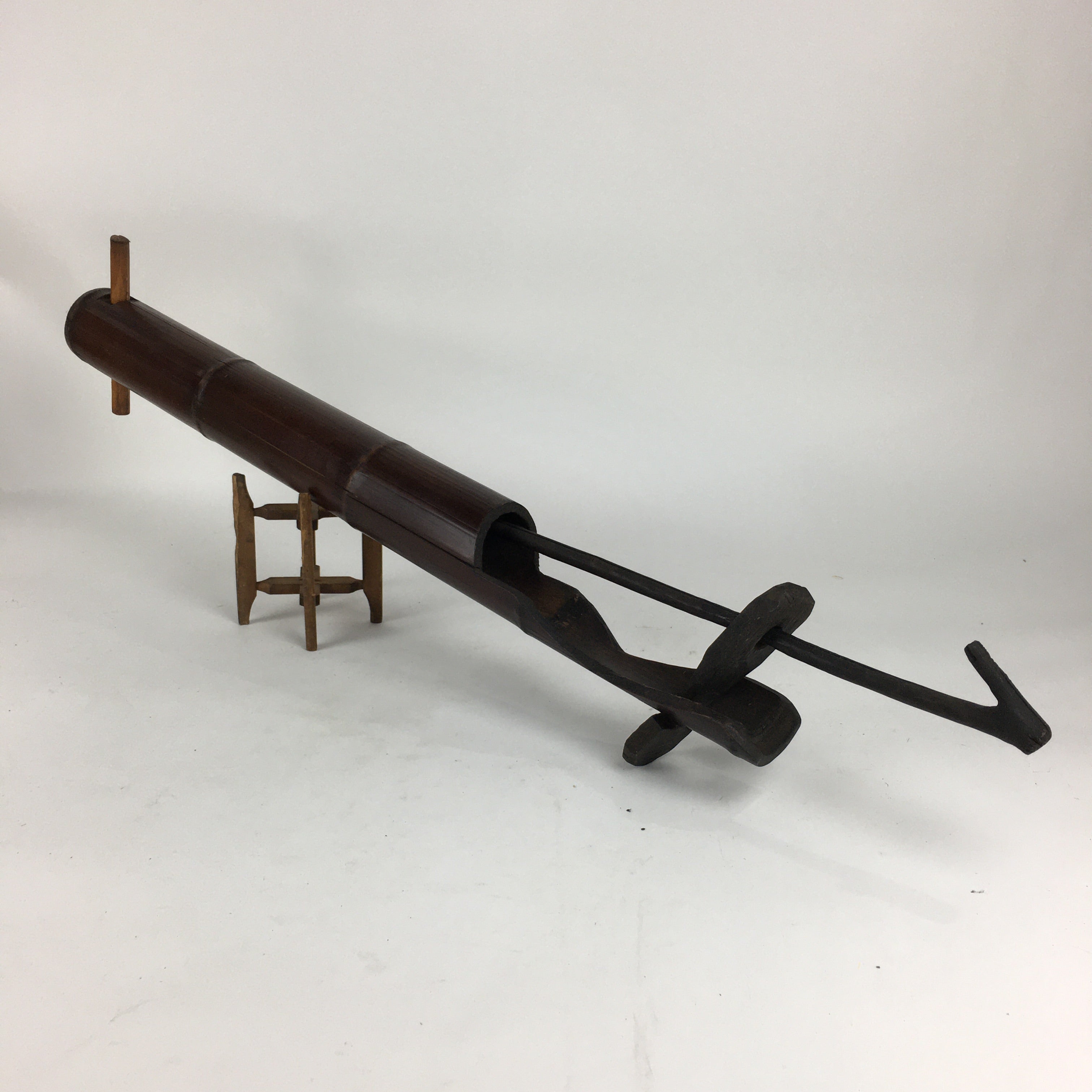 Antique Japanese Lacquered Bamboo Irori Hanger Vtg Jizaikagi Chagama C20