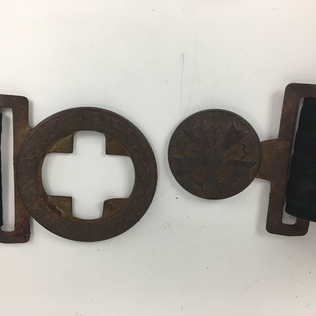 Antique Japanese Meiji Era Fire Brigade Firefighter Belt Firefighting Emblem JK2