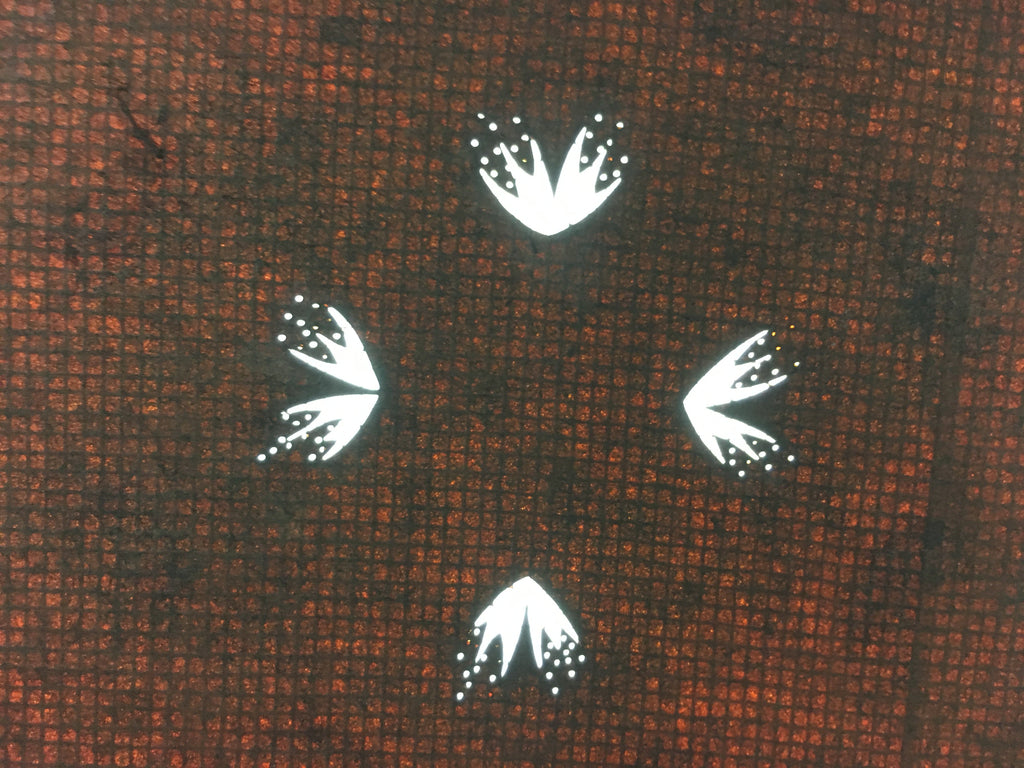 Antique Japanese Meiji Era Katagami Kimono Stencil Flower Petal Diamond C242