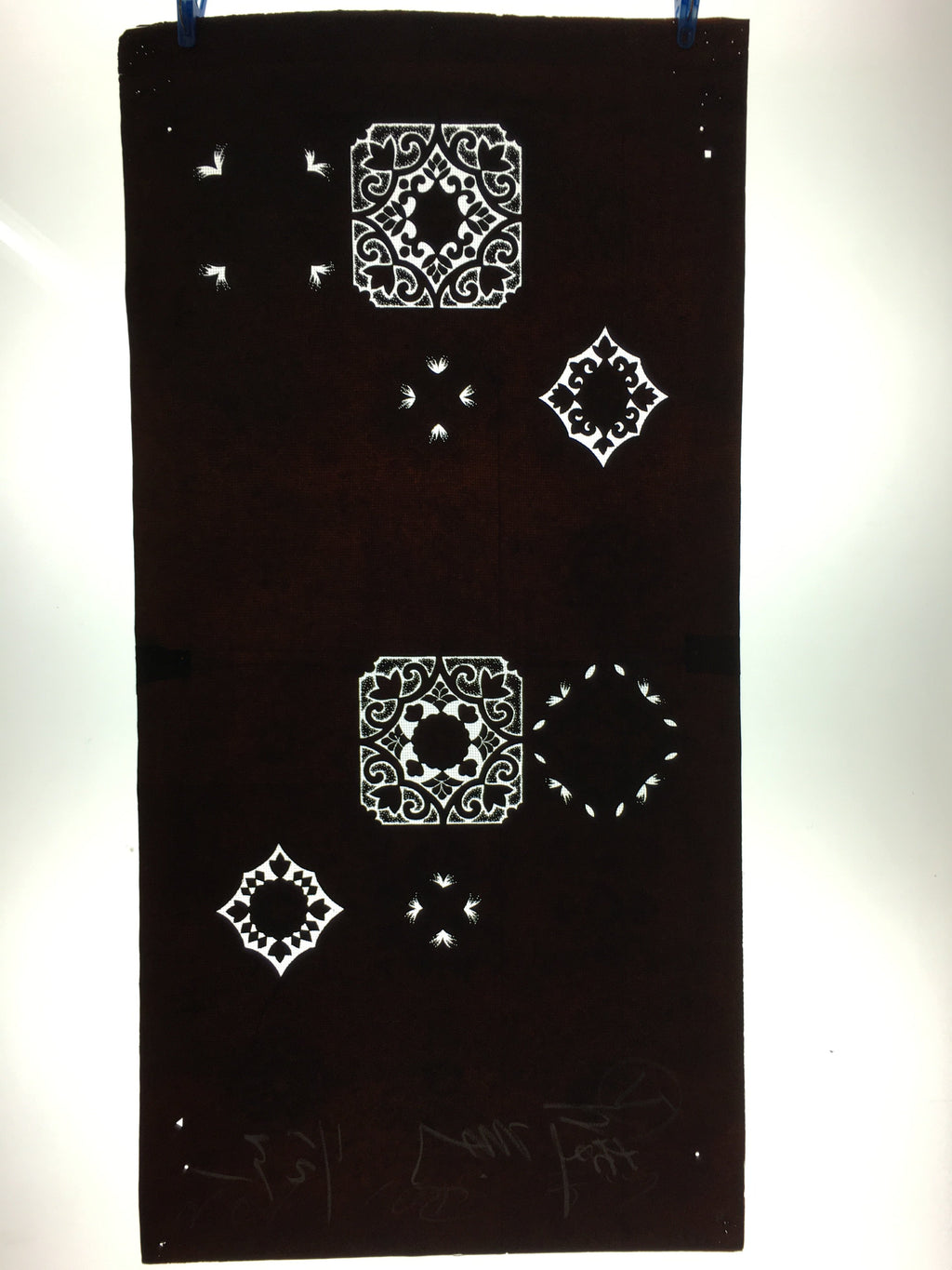 Antique Japanese Meiji Era Katagami Kimono Stencil Flower Petal Diamond C242