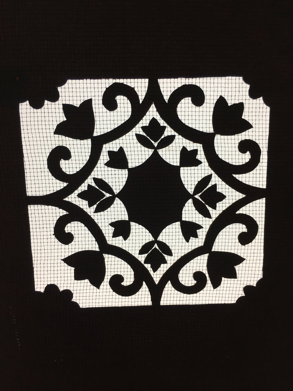 Antique Japanese Meiji Era Katagami Kimono Stencil Paper Katazome Square C250