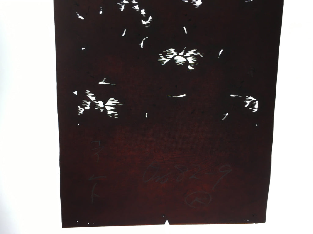 Antique Japanese Meiji Era Katagami Kimono Stencil Pattern Flowers Petal C258