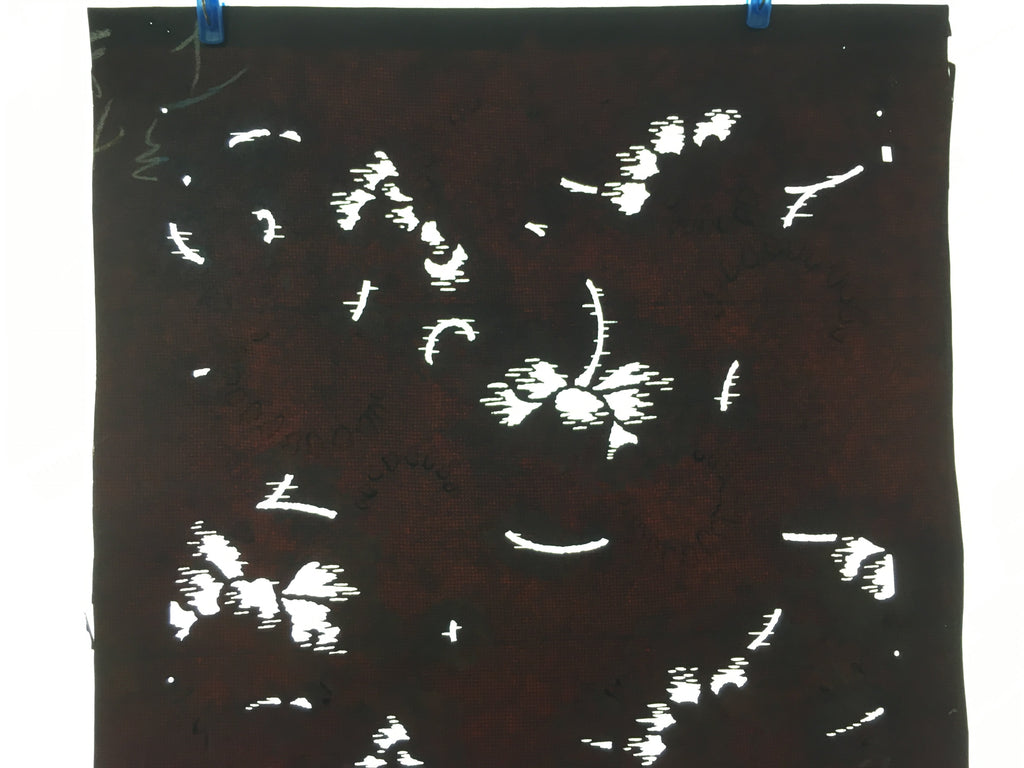 Antique Japanese Meiji Era Katagami Kimono Stencil Pattern Flowers Petal C258