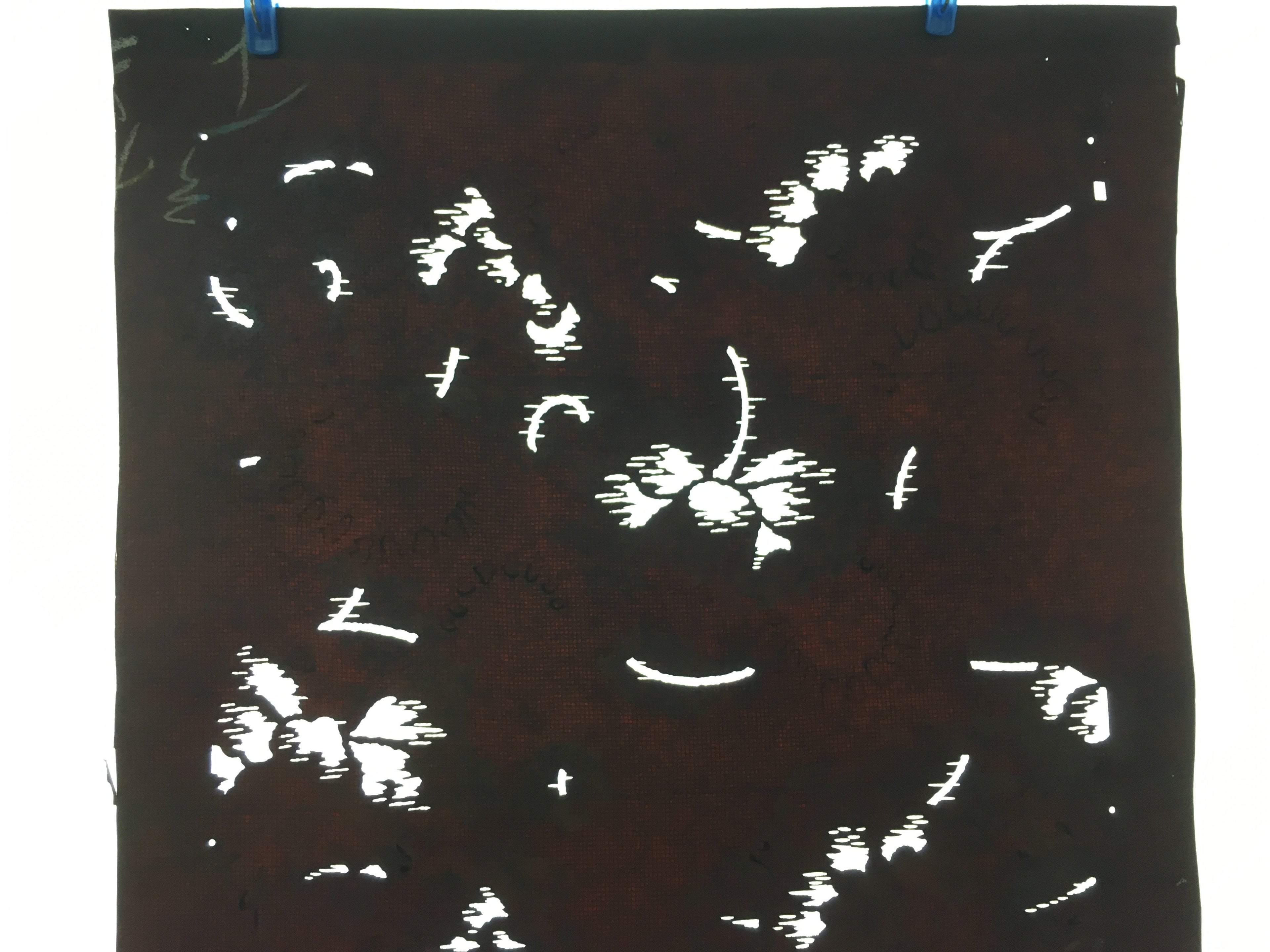 Antique Japanese Meiji Era Katagami Kimono Stencil Pattern Flowers Petal C258