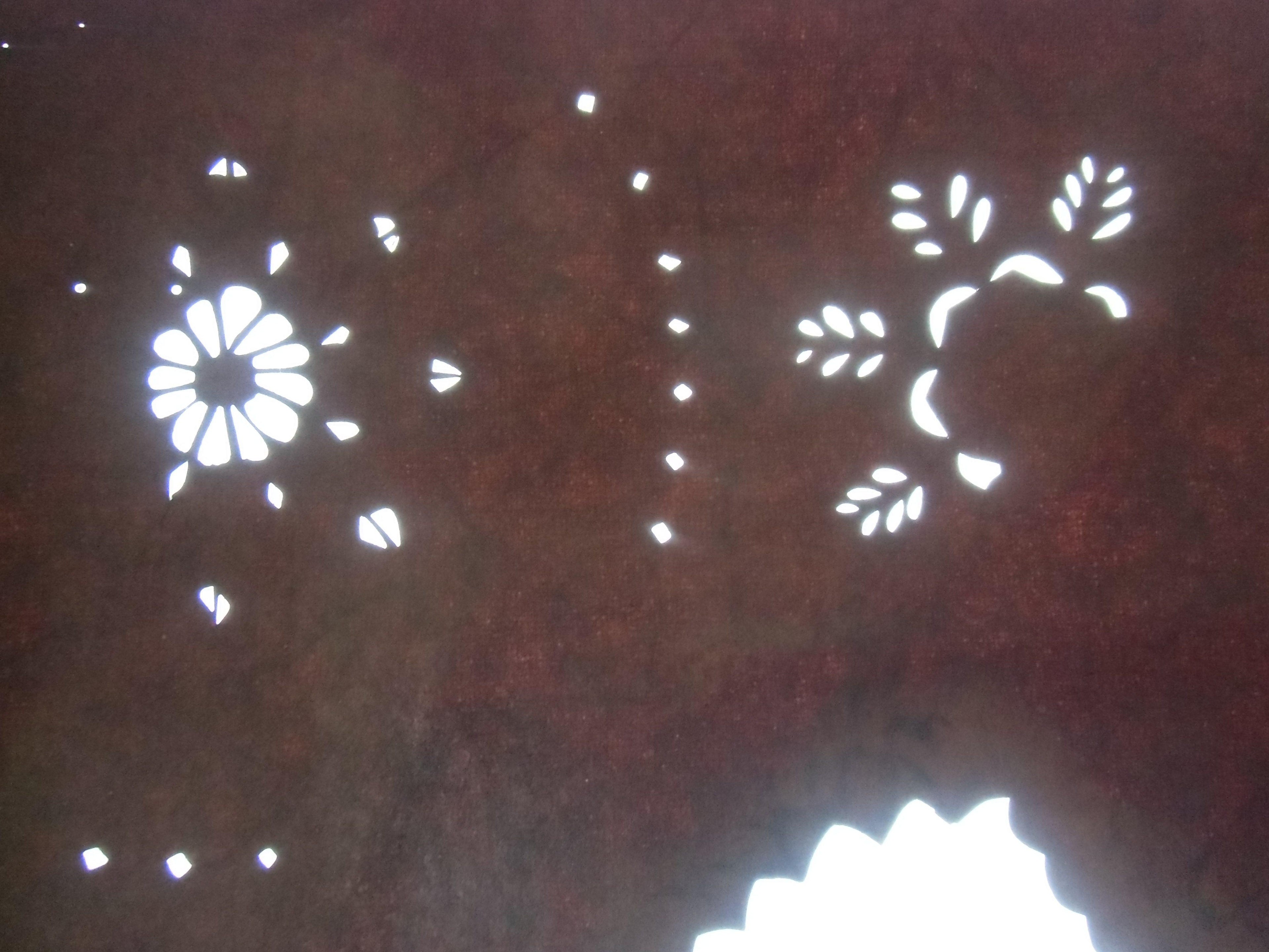 Antique Japanese Meiji Era Katagami Kimono Stencili Flower Brown Katazome C217